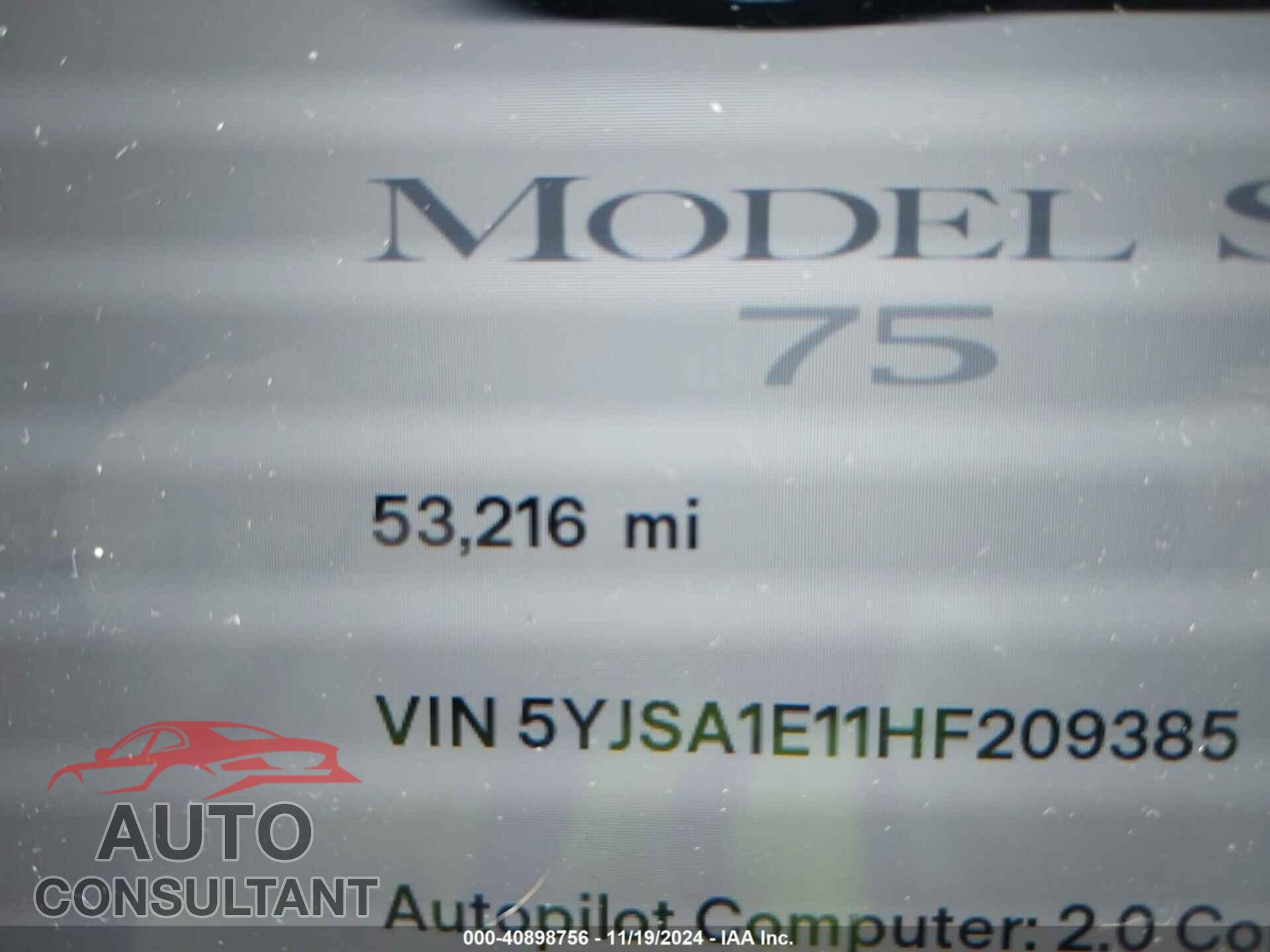 TESLA MODEL S 2017 - 5YJSA1E11HF209385