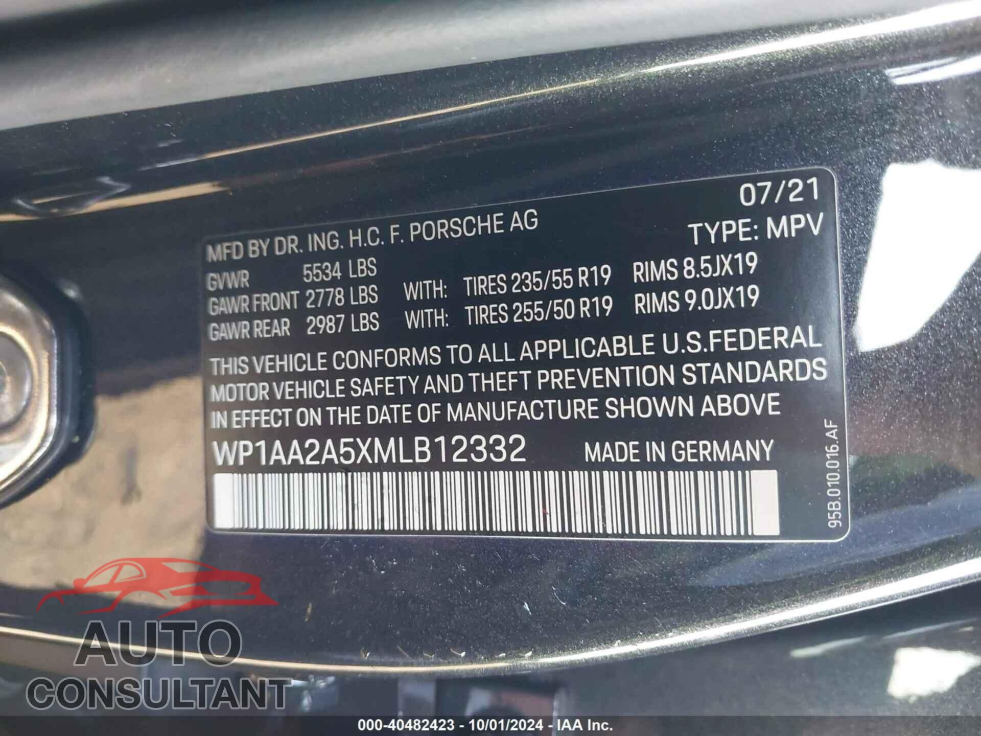 PORSCHE MACAN 2021 - WP1AA2A5XMLB12332