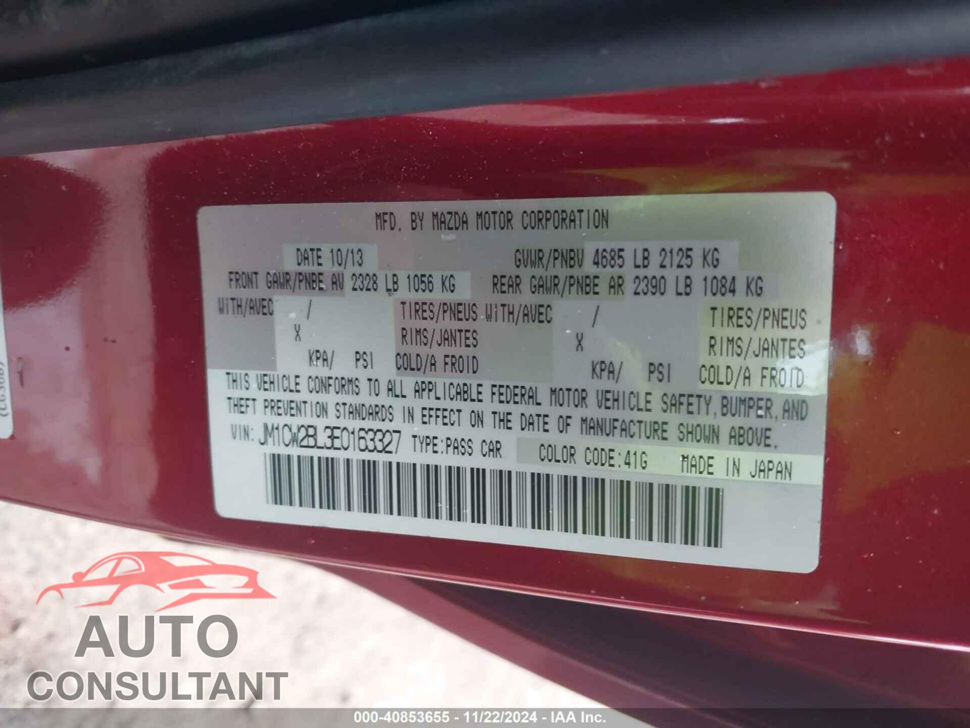 MAZDA MAZDA5 2014 - JM1CW2BL3E0163327