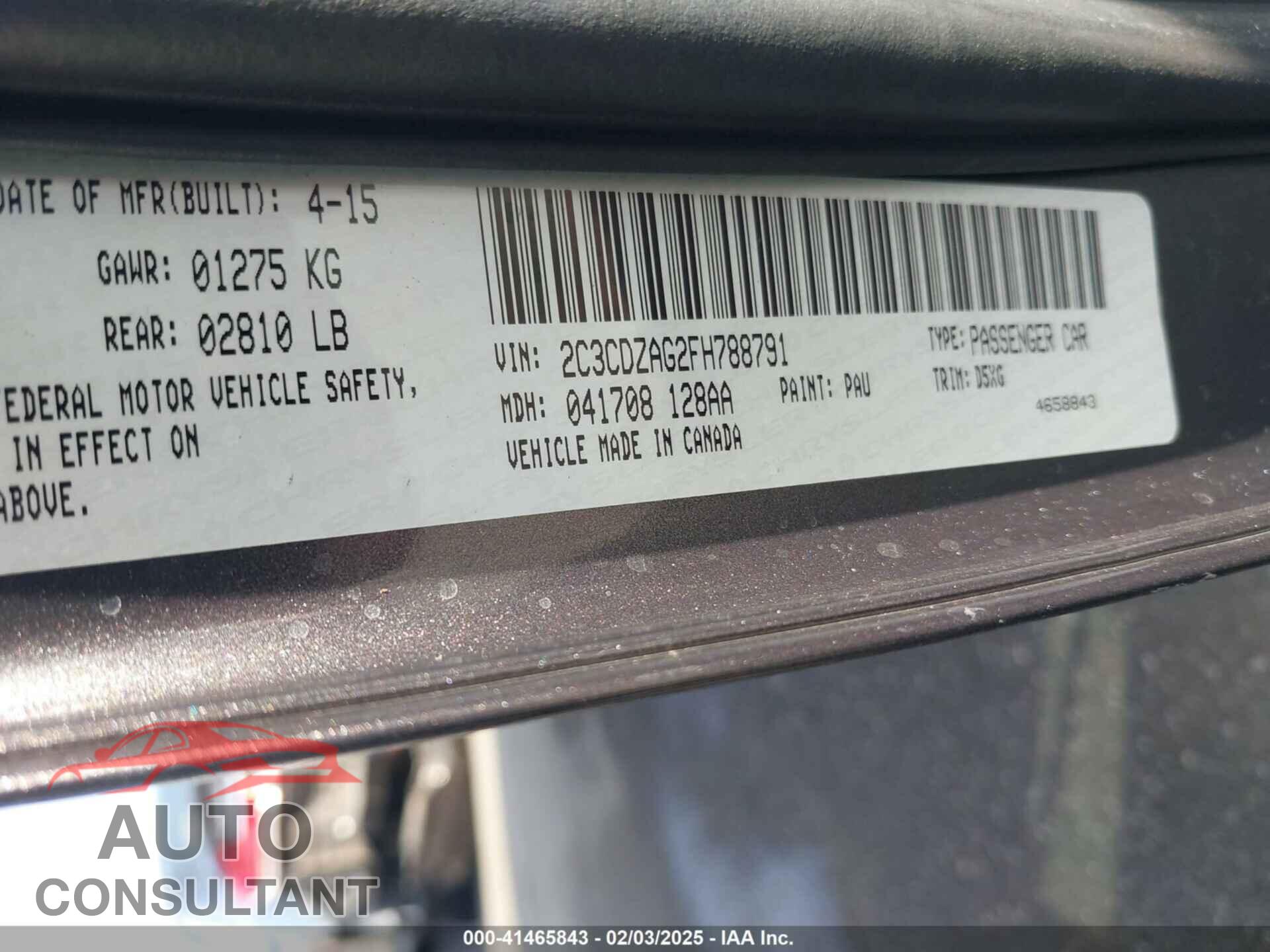 DODGE CHALLENGER 2015 - 2C3CDZAG2FH788791
