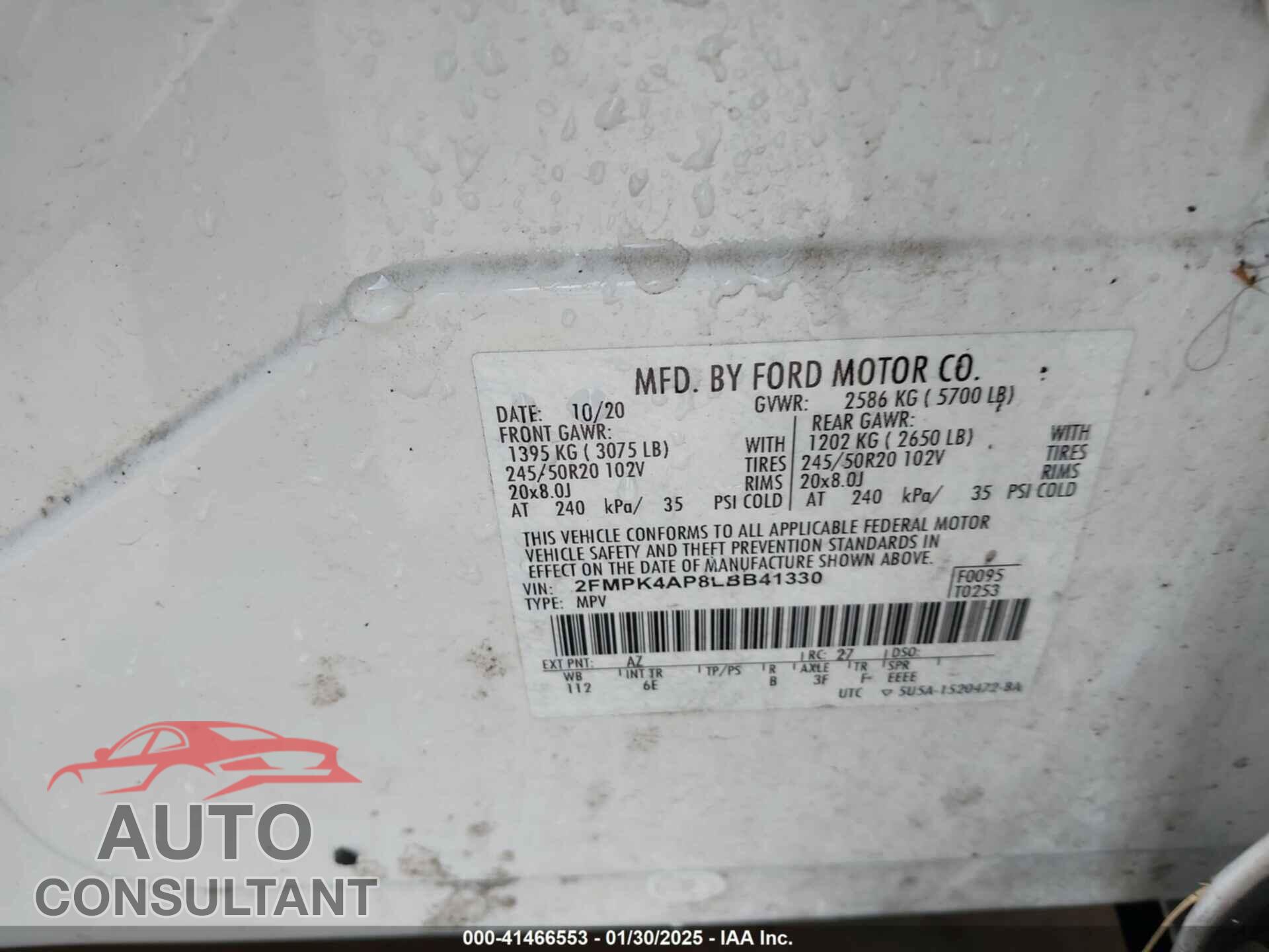 FORD EDGE 2020 - 2FMPK4AP8LBB41330