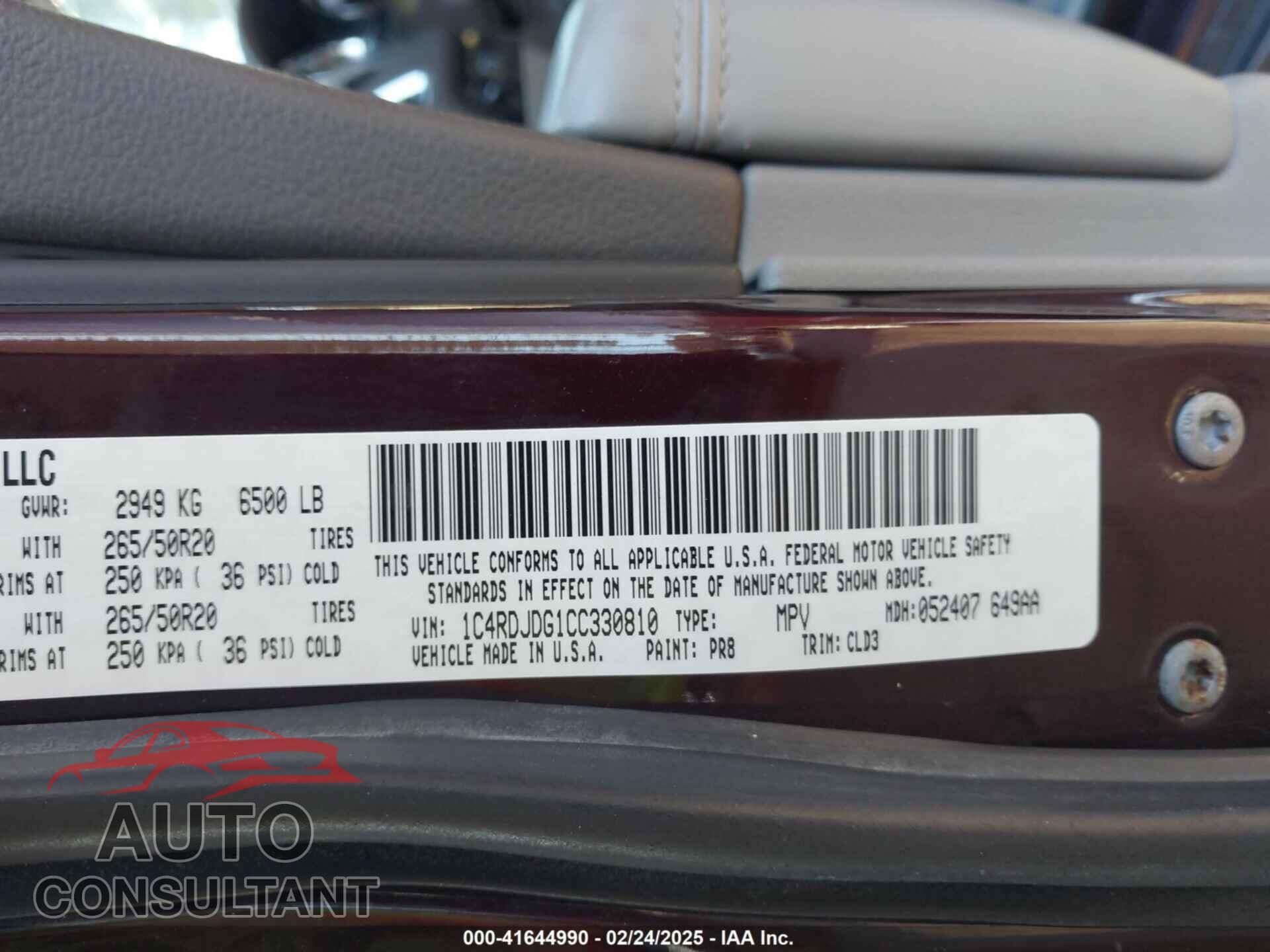 DODGE DURANGO 2012 - 1C4RDJDG1CC330810