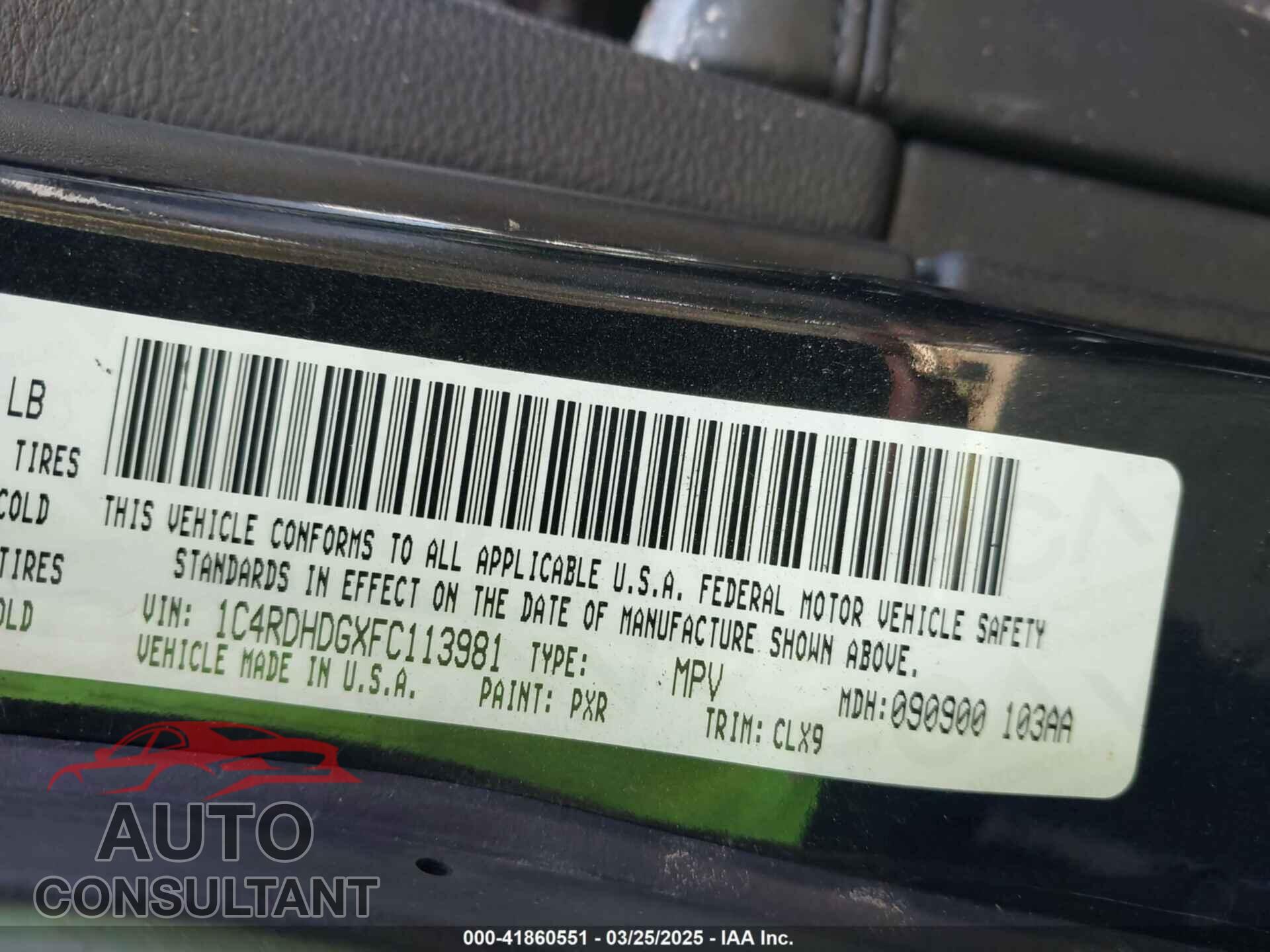 DODGE DURANGO 2015 - 1C4RDHDGXFC113981