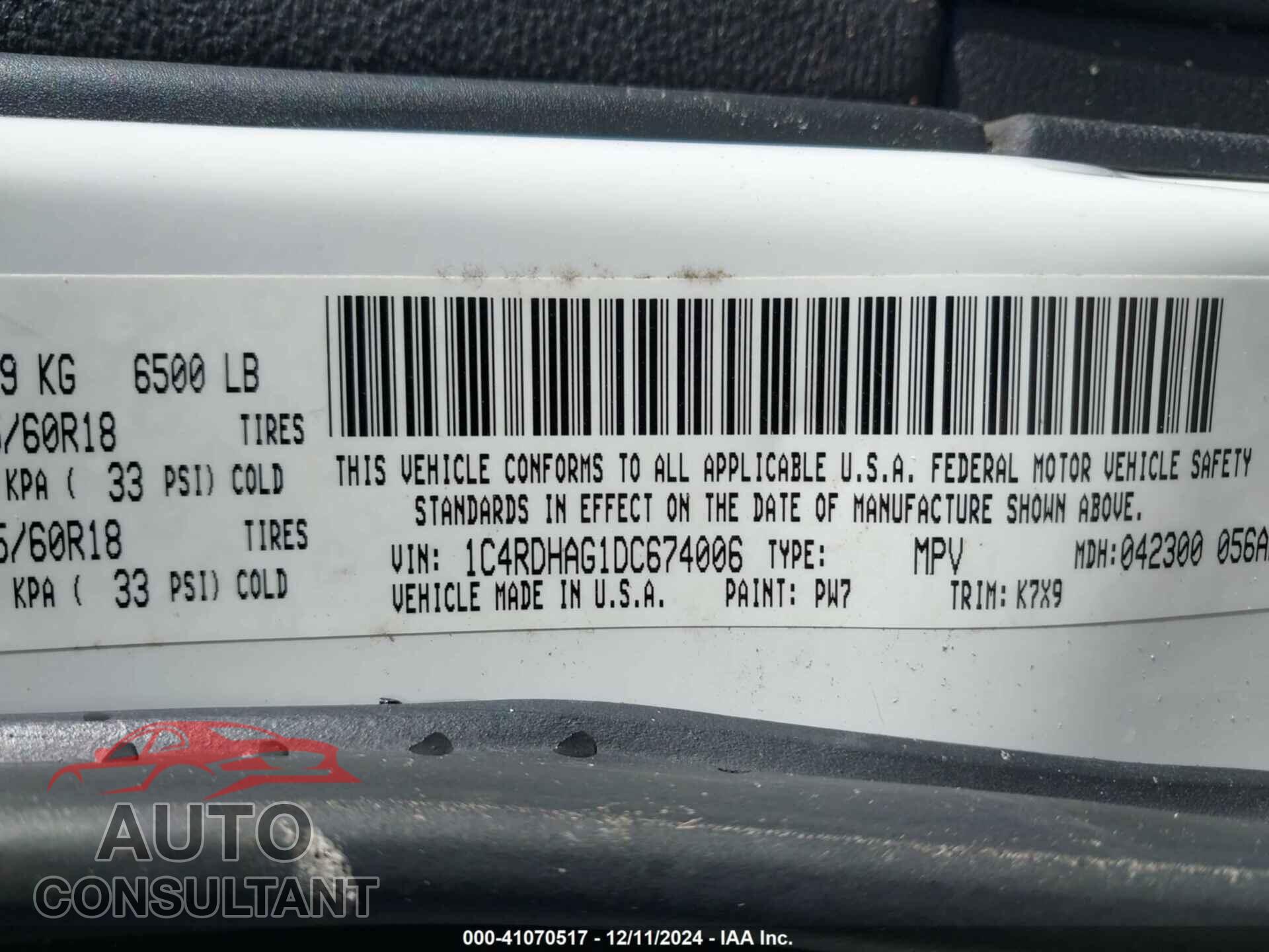 DODGE DURANGO 2013 - 1C4RDHAG1DC674006