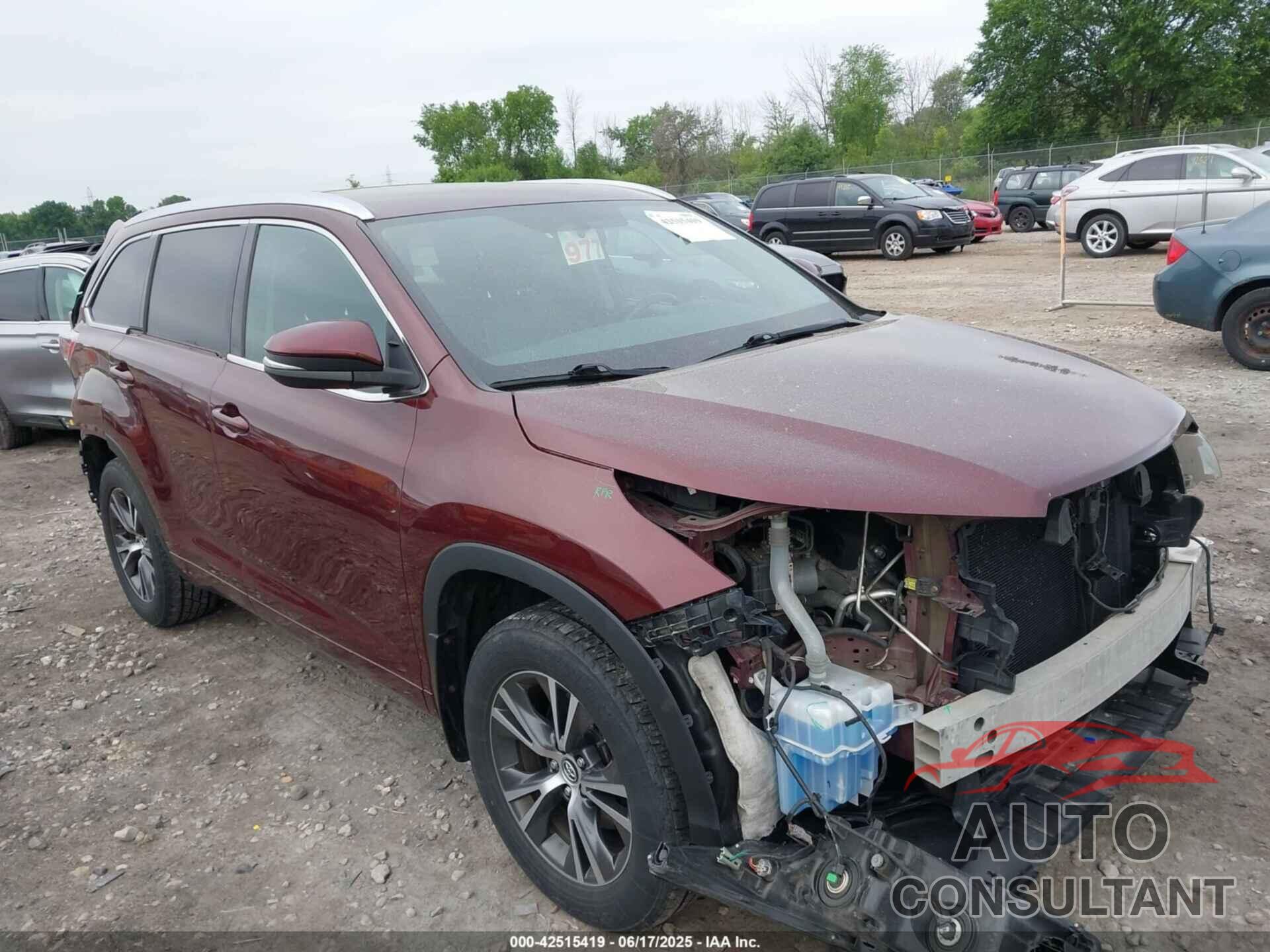 TOYOTA HIGHLANDER 2016 - 5TDJKRFH4GS290198