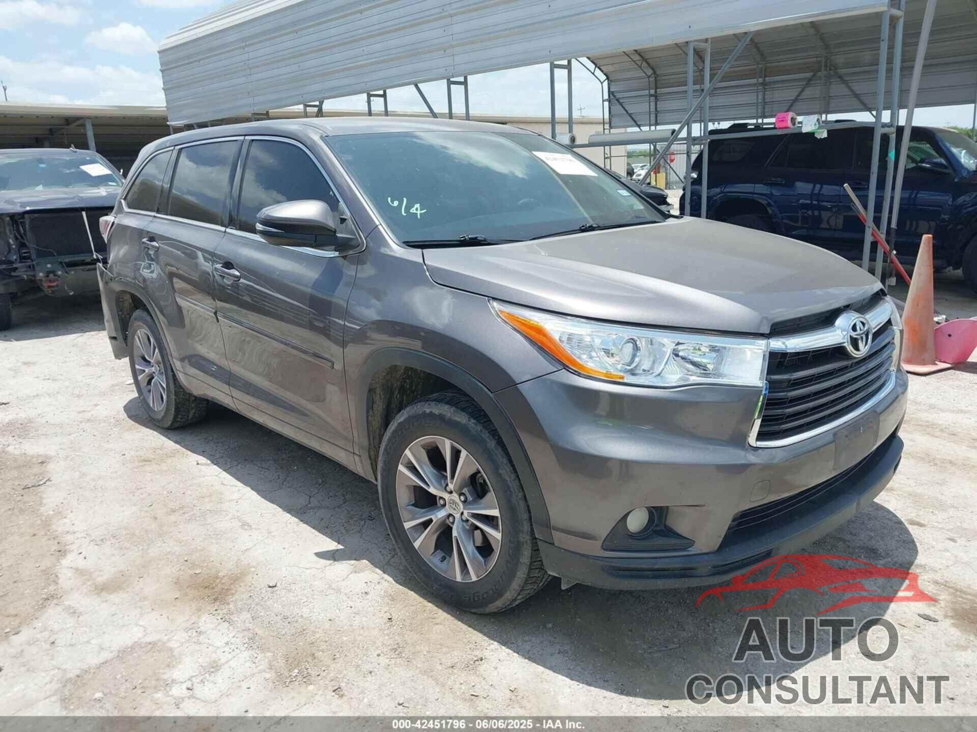 TOYOTA HIGHLANDER 2014 - 5TDZKRFHXES018545