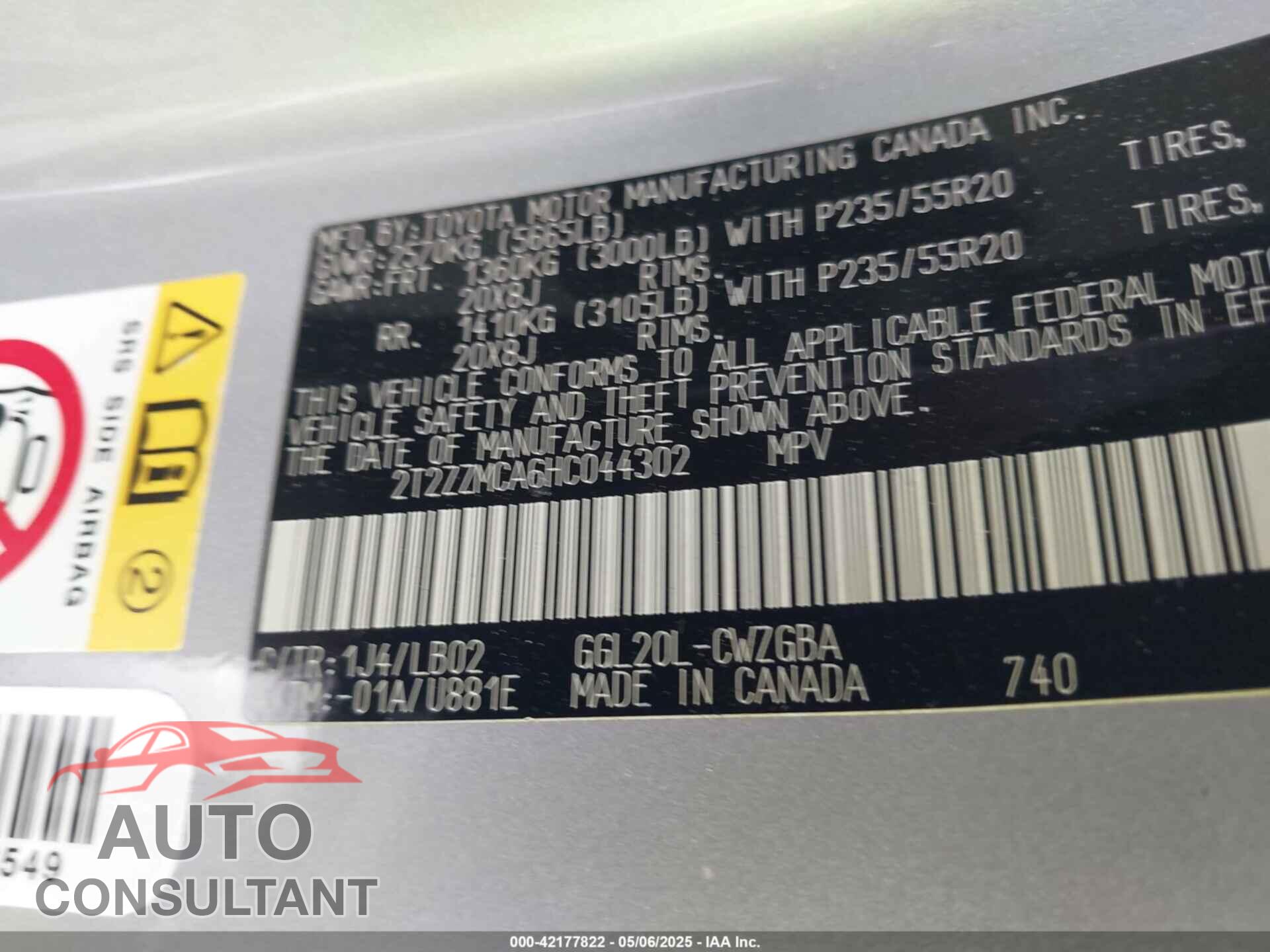 LEXUS RX 350 2017 - 2T2ZZMCA6HC044302