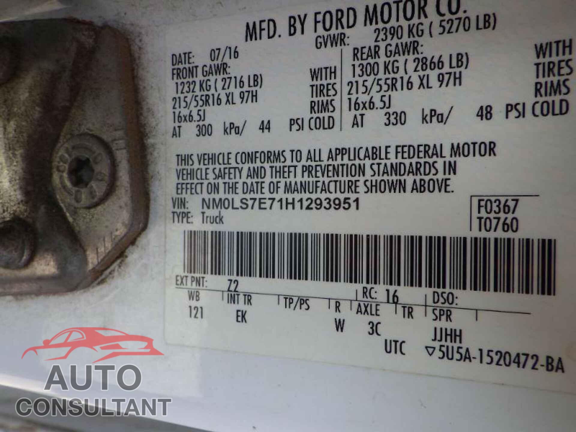FORD TRANSIT CONNECT 2017 - NM0LS7E71H1293951