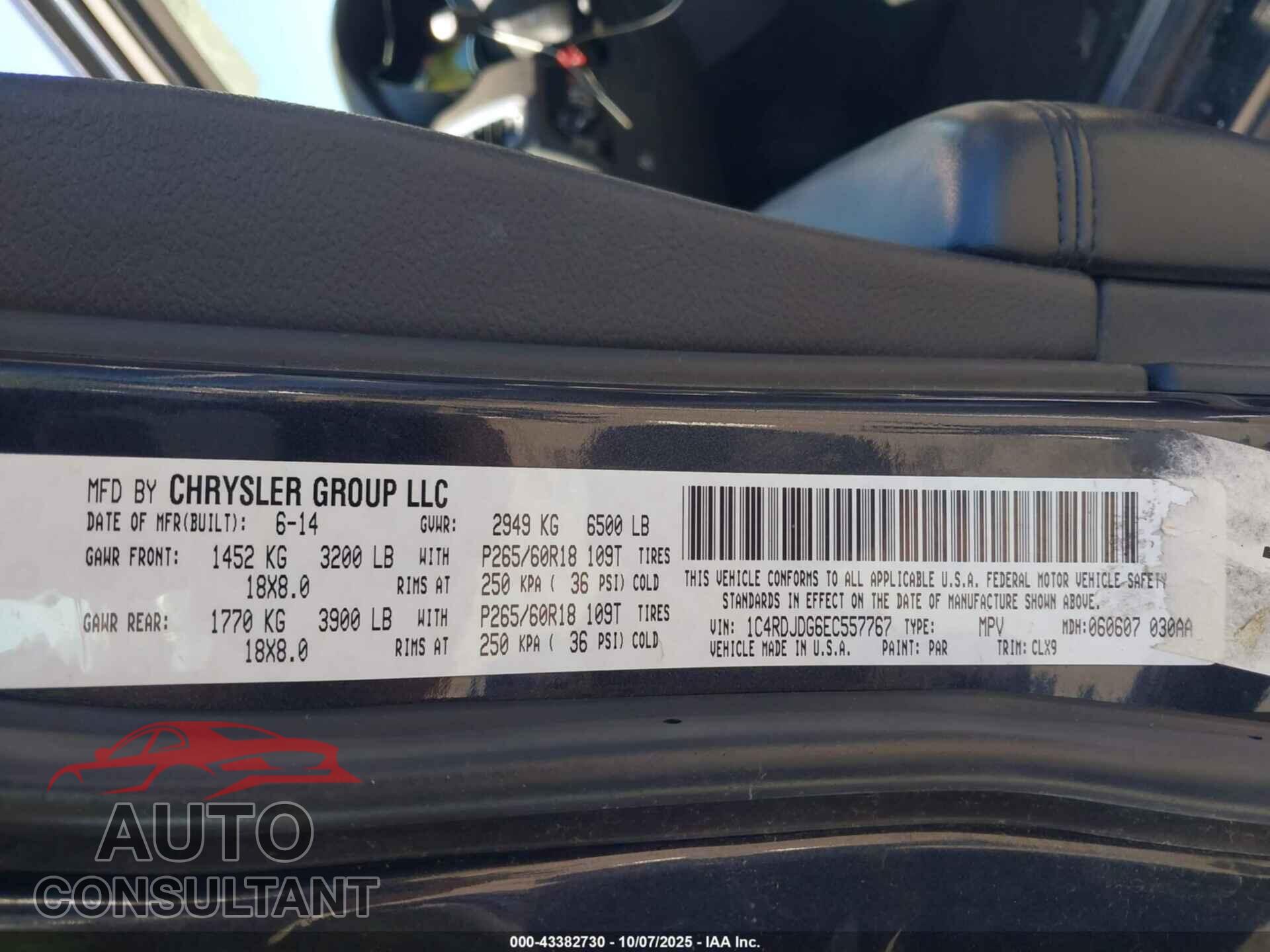 DODGE DURANGO 2014 - 1C4RDJDG6EC557767