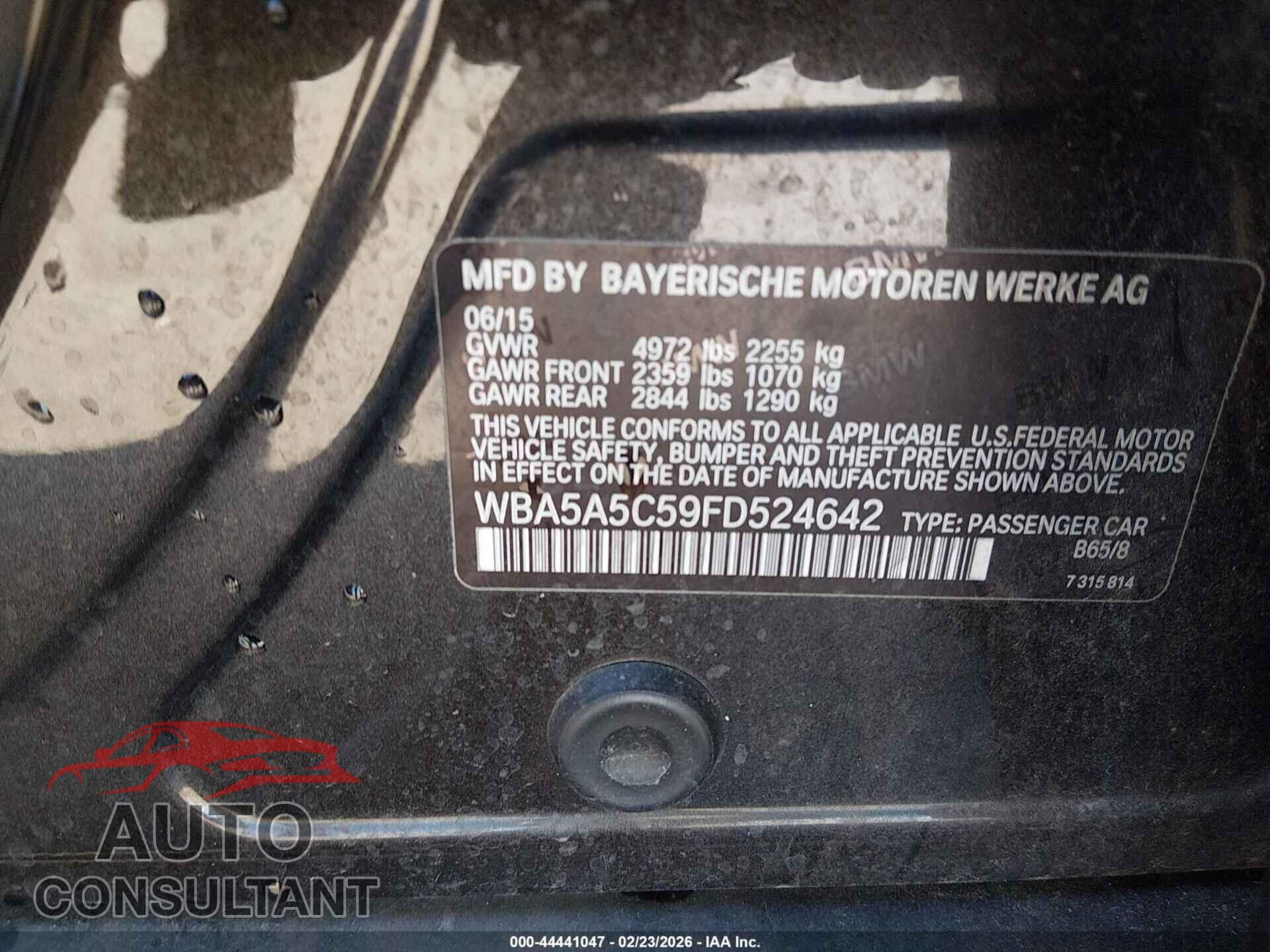 BMW 528I 2015 - WBA5A5C59FD524642