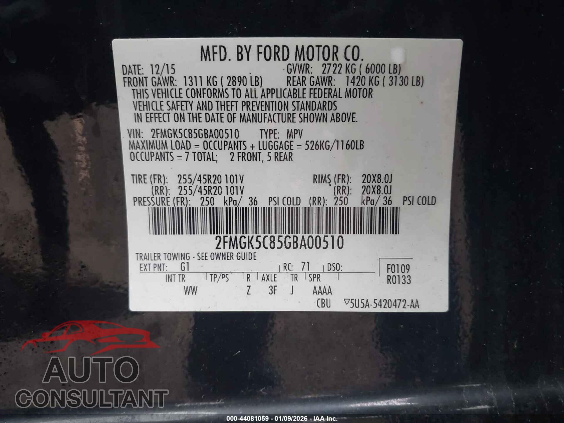 FORD FLEX 2016 - 2FMGK5C85GBA00510