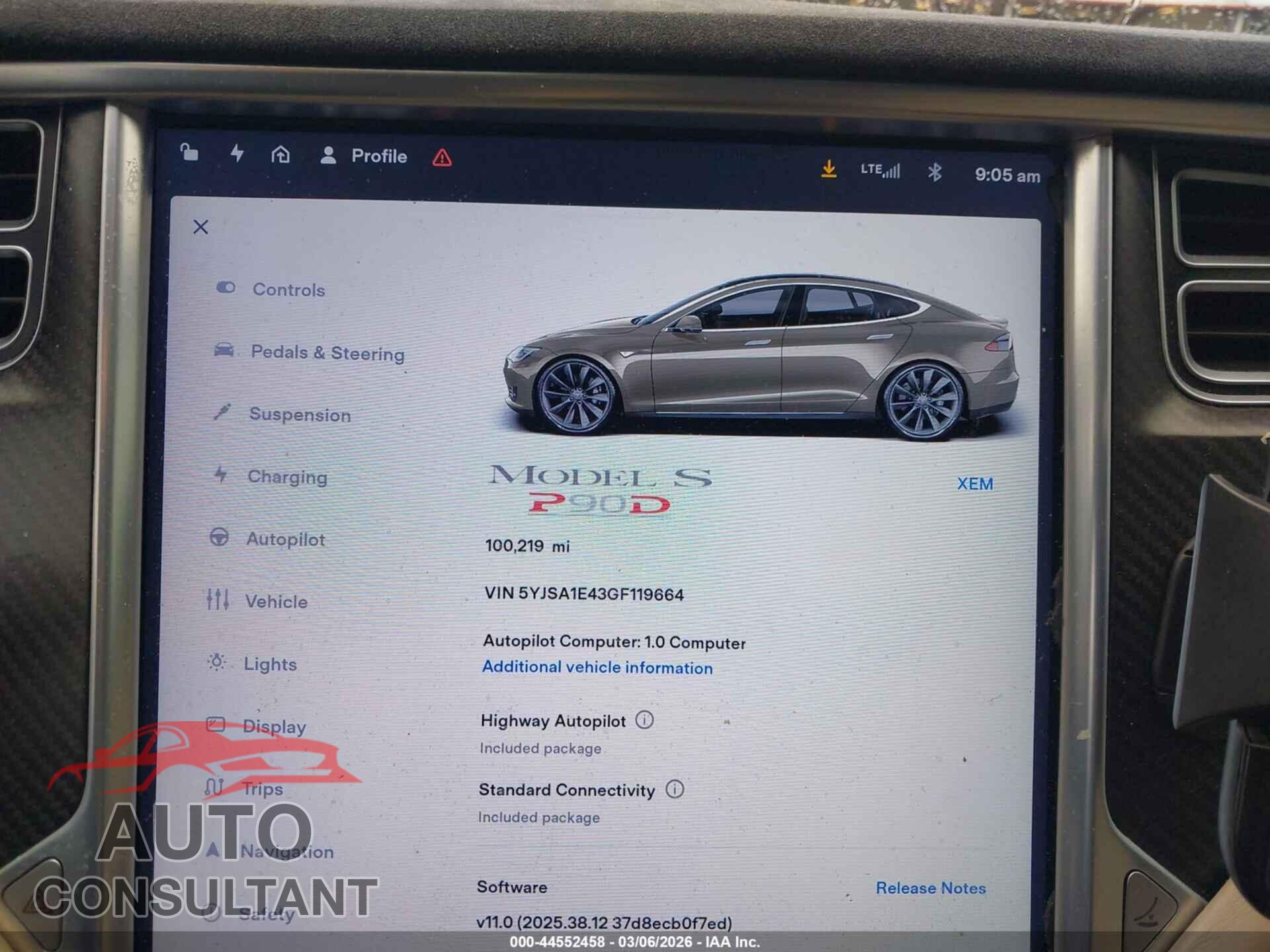 TESLA MODEL S 2016 - 5YJSA1E43GF119664