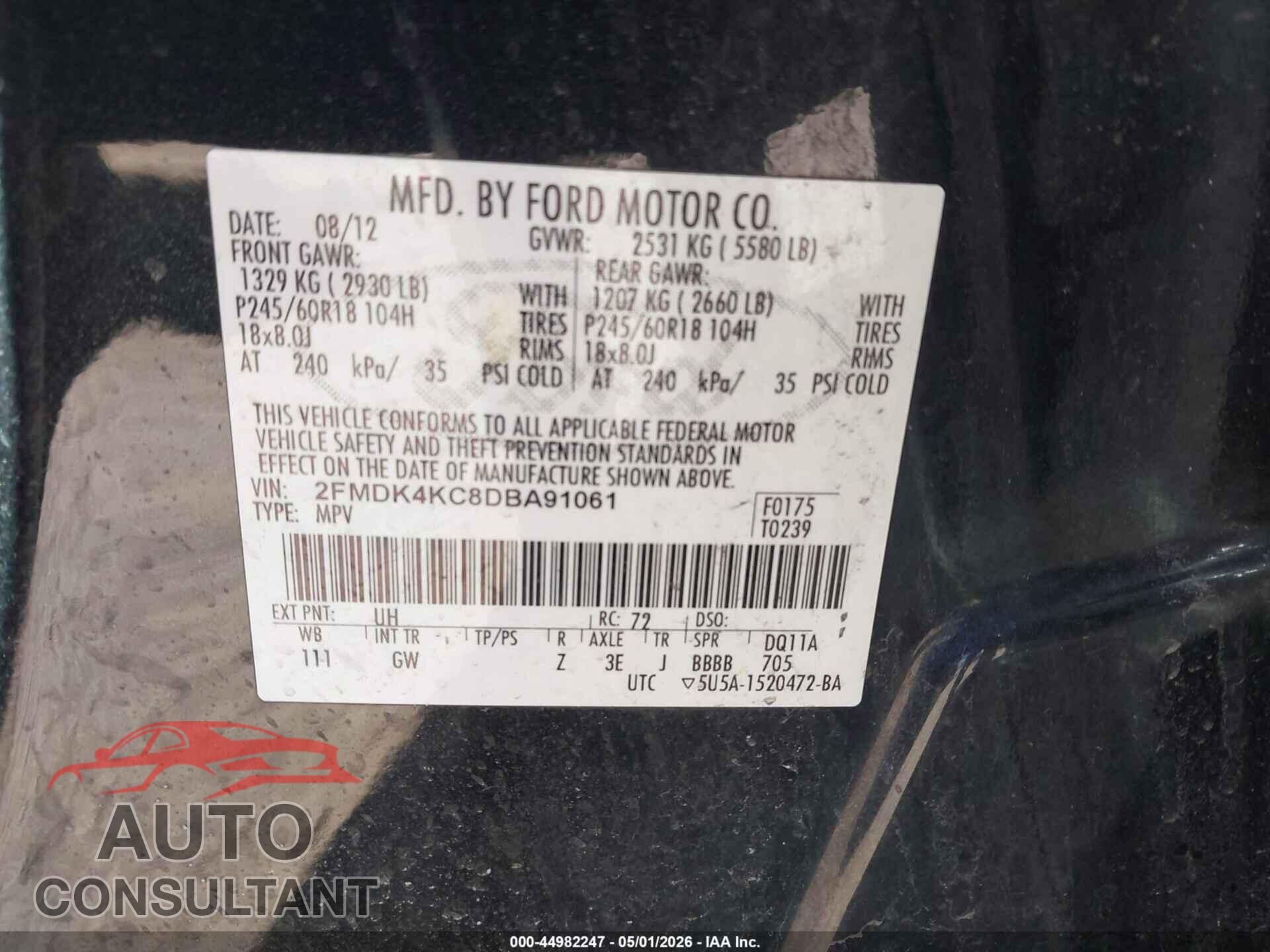 FORD EDGE 2013 - 2FMDK4KC8DBA91061
