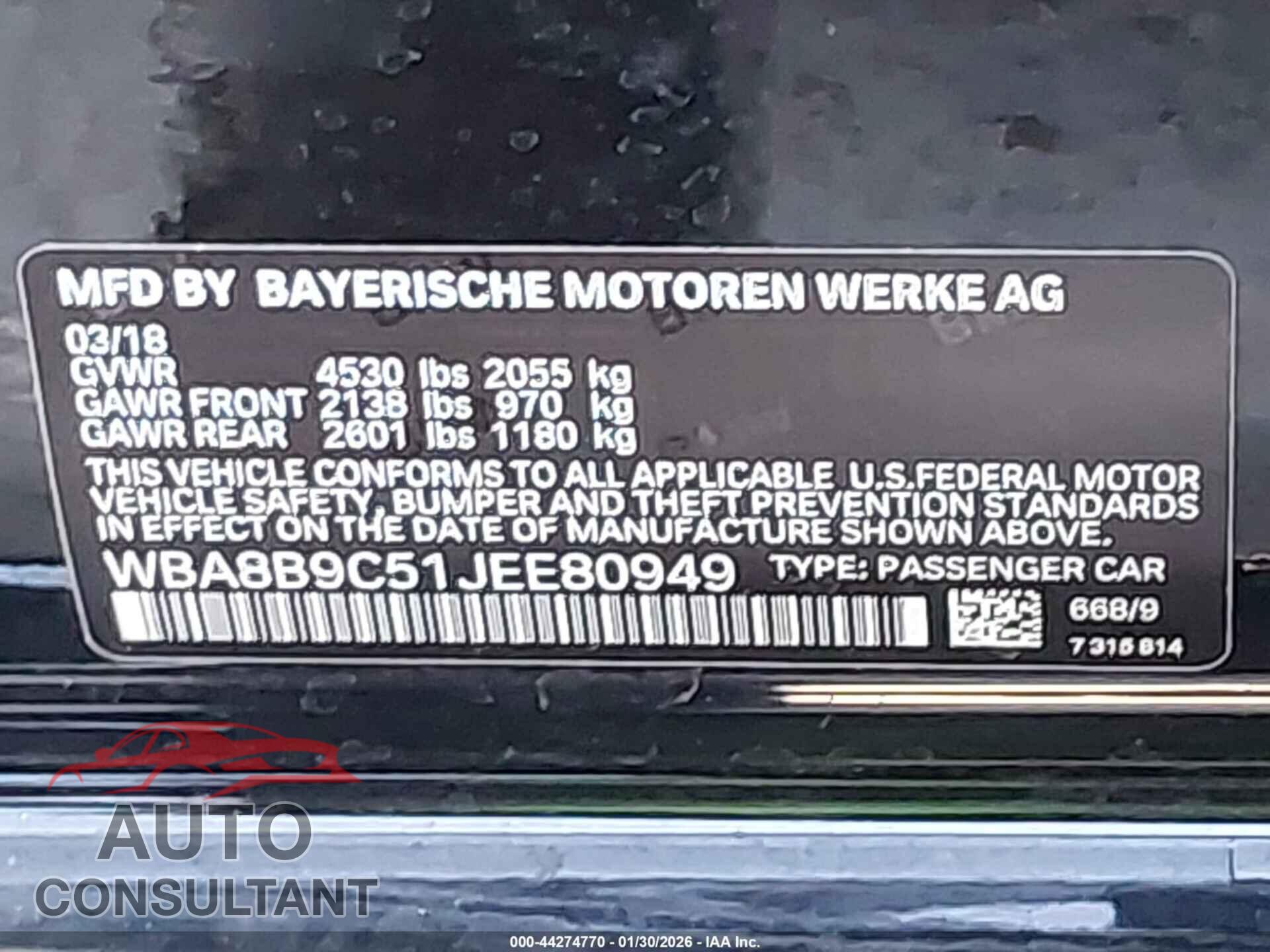 BMW 330I 2018 - WBA8B9C51JEE80949