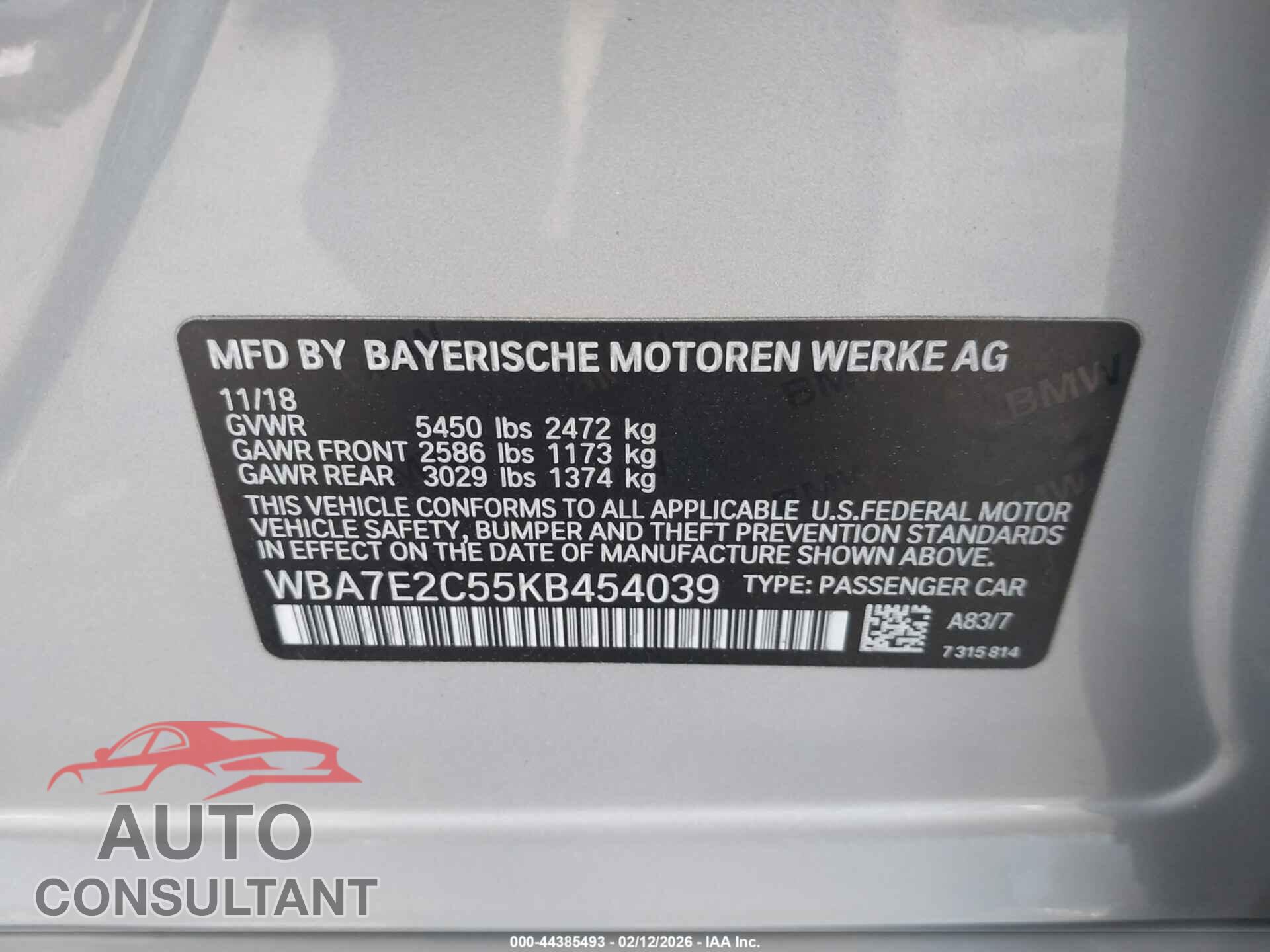 BMW 740I 2019 - WBA7E2C55KB454039