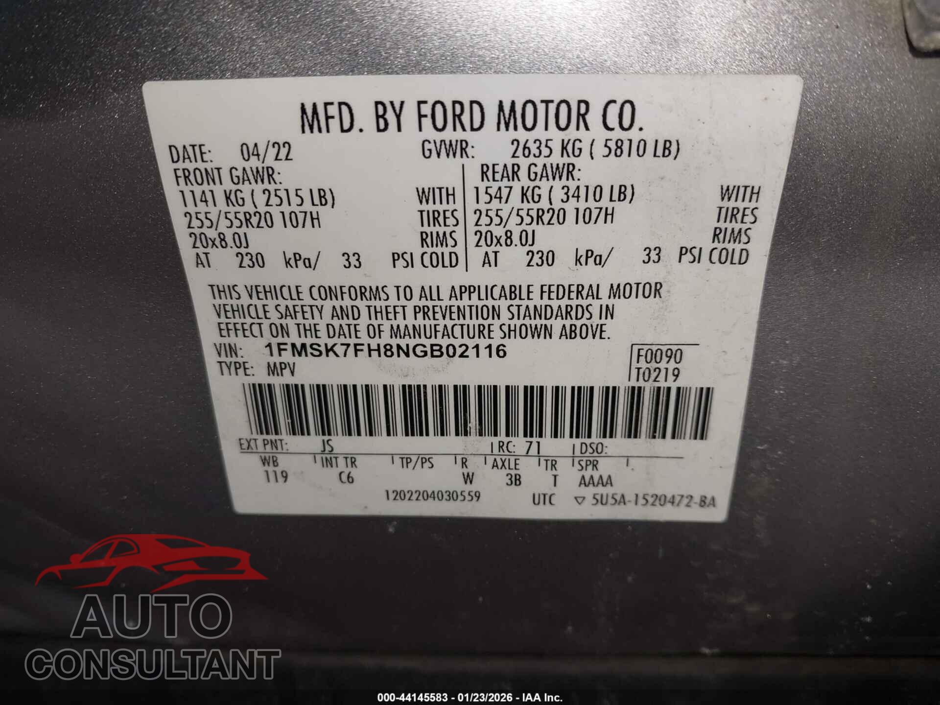 FORD EXPLORER 2022 - 1FMSK7FH8NGB02116