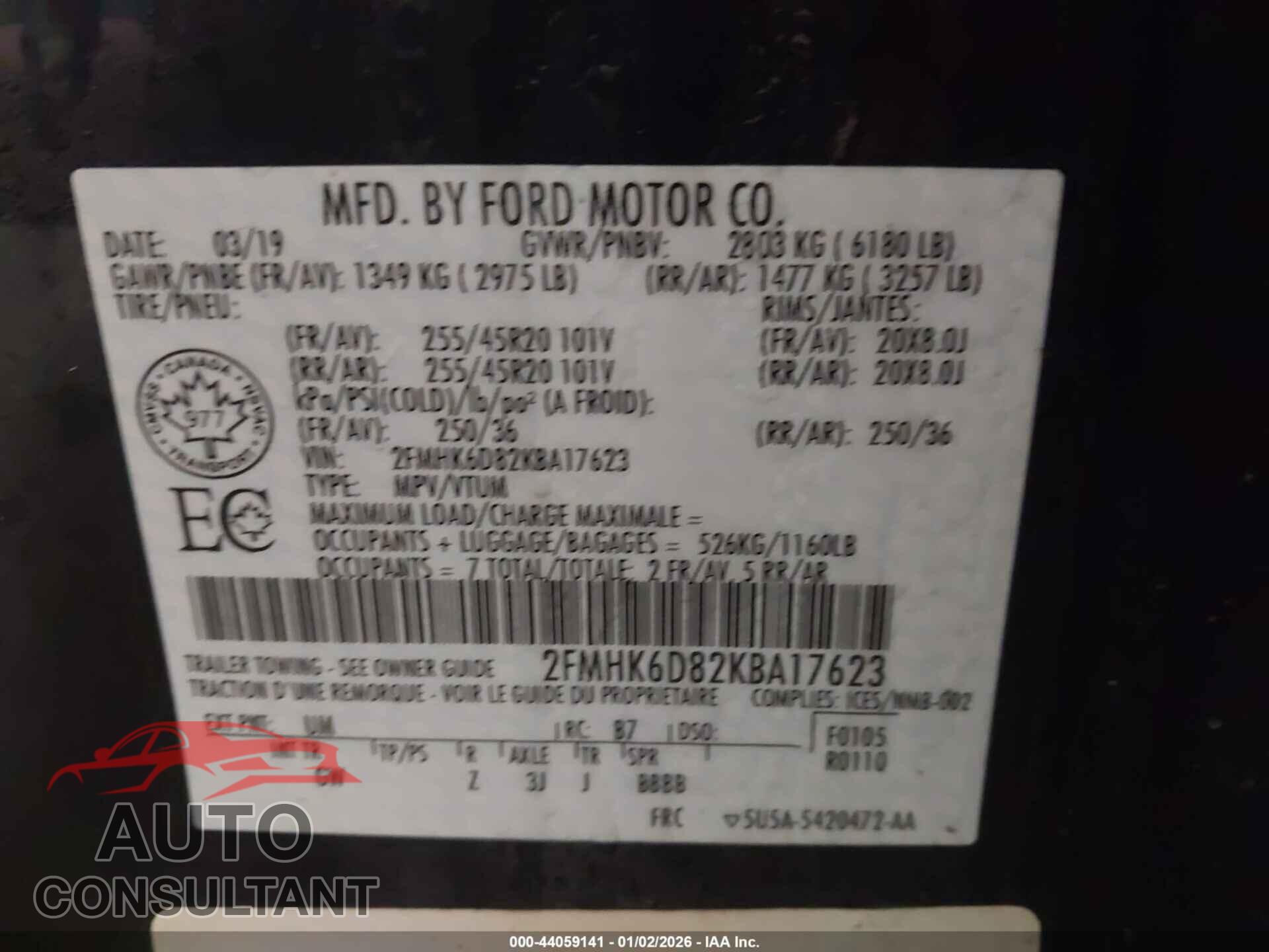 FORD FLEX 2019 - 2FMHK6D82KBA17623
