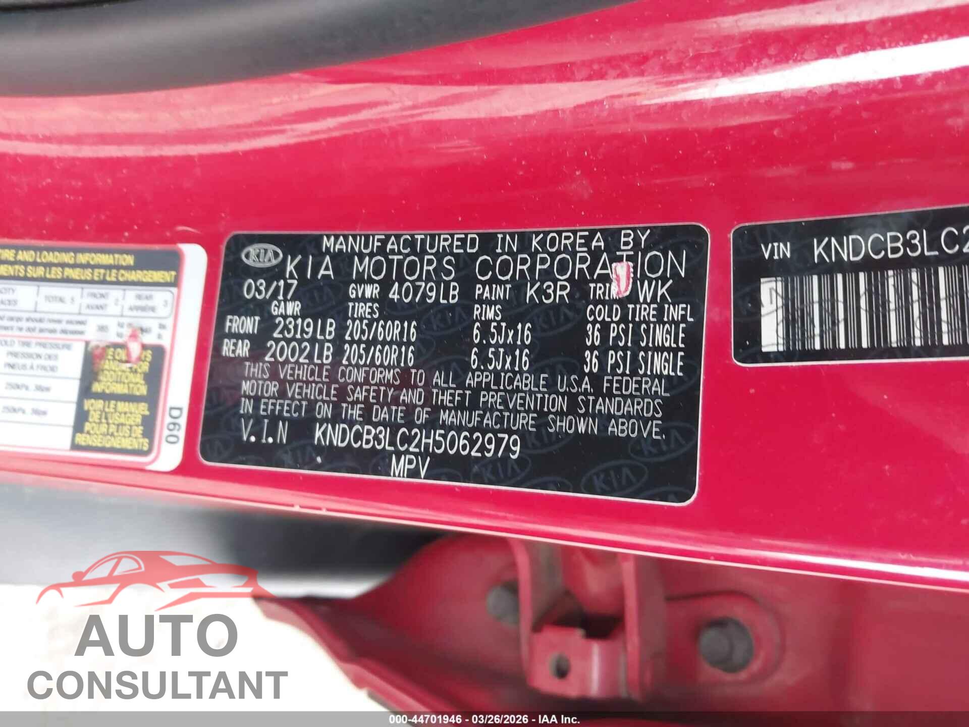 KIA NIRO 2017 - KNDCB3LC2H5062979