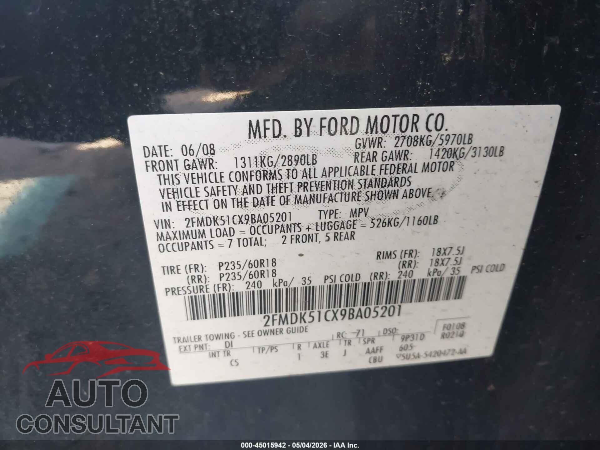 FORD FLEX 2009 - 2FMDK51CX9BA05201