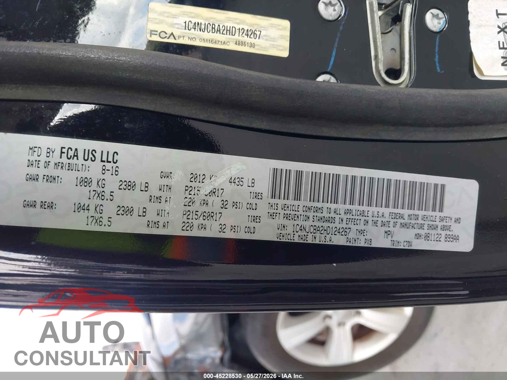JEEP COMPASS 2017 - 1C4NJCBA2HD124267