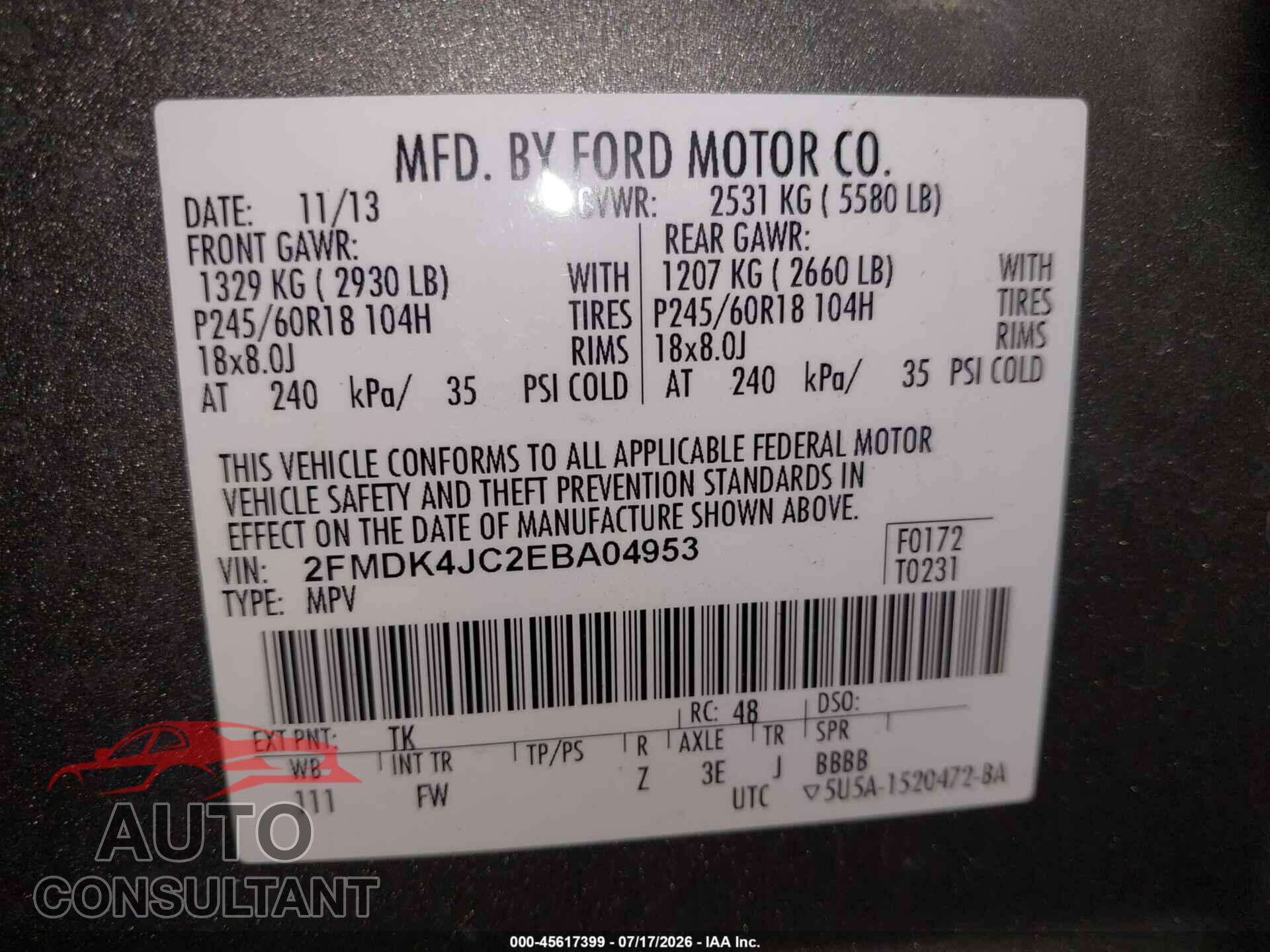 FORD EDGE 2014 - 2FMDK4JC2EBA04953