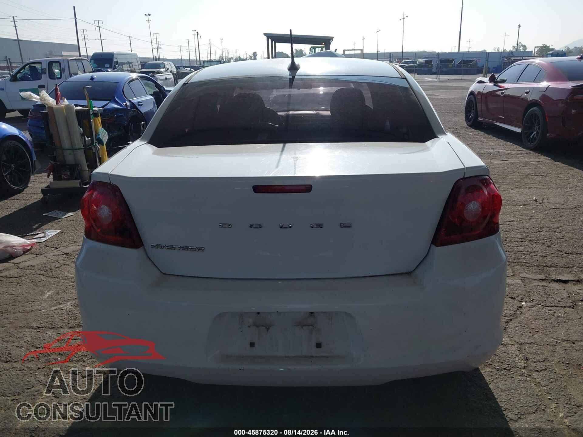 DODGE AVENGER 2012 - 1C3CDZAB9CN214020