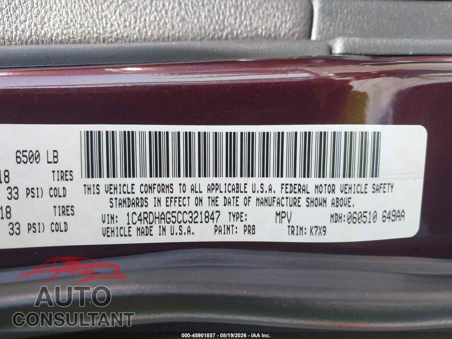DODGE DURANGO 2012 - 1C4RDHAG5CC321847