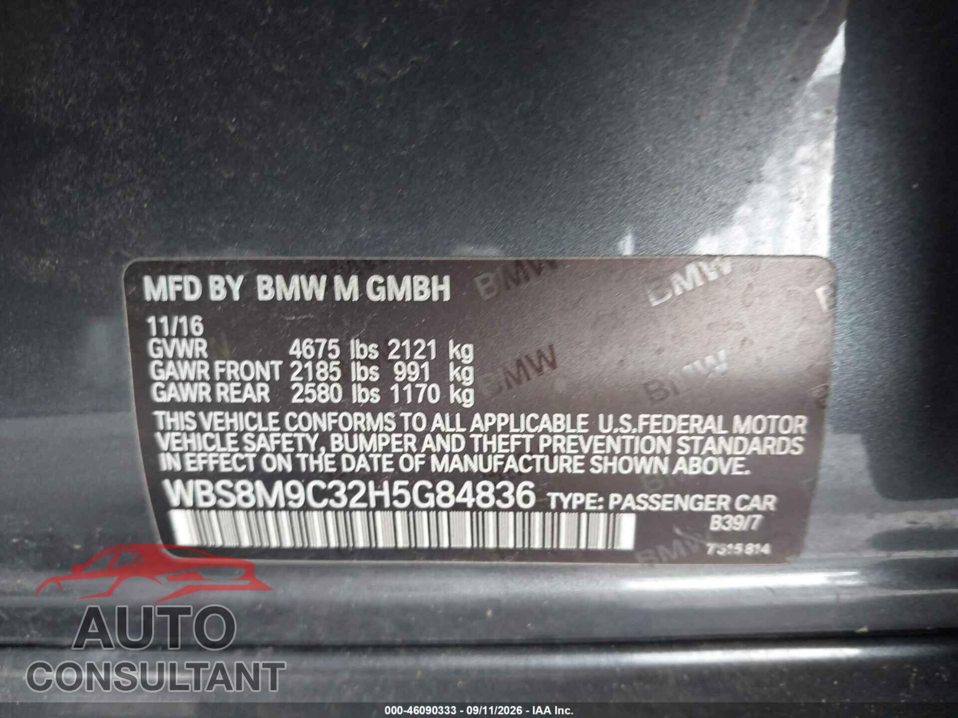 BMW M3 2017 - WBS8M9C32H5G84836