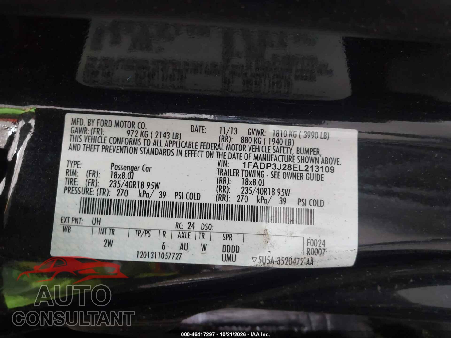 FORD FOCUS 2014 - 1FADP3J28EL213109