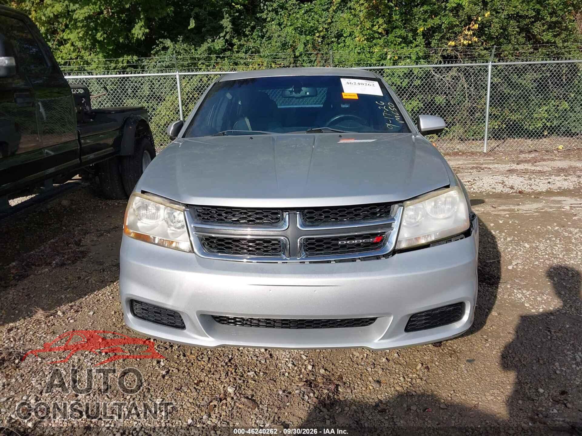 DODGE AVENGER 2012 - 1C3CDZCB1CN183326