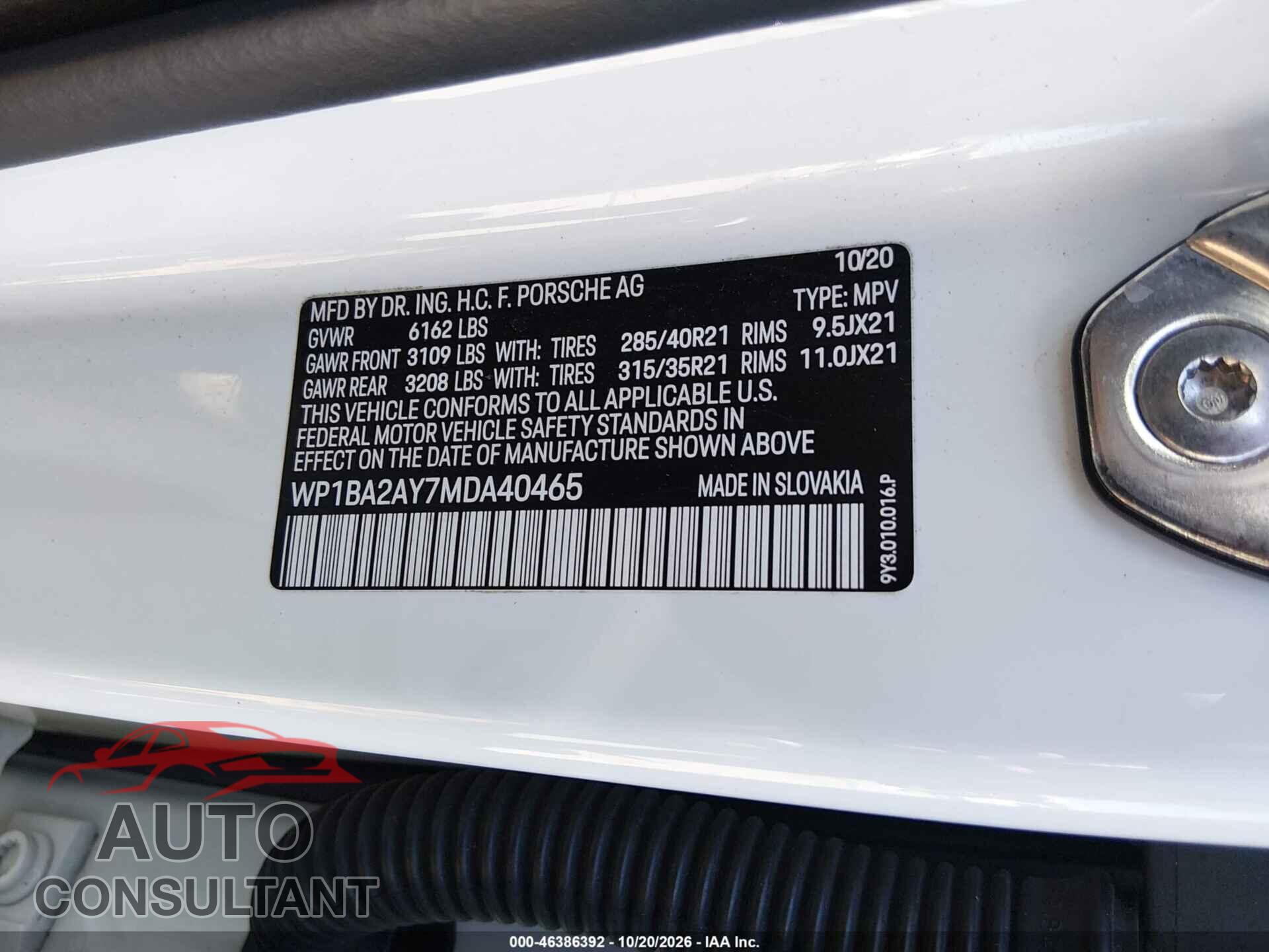 PORSCHE CAYENNE COUPE 2021 - WP1BA2AY7MDA40465
