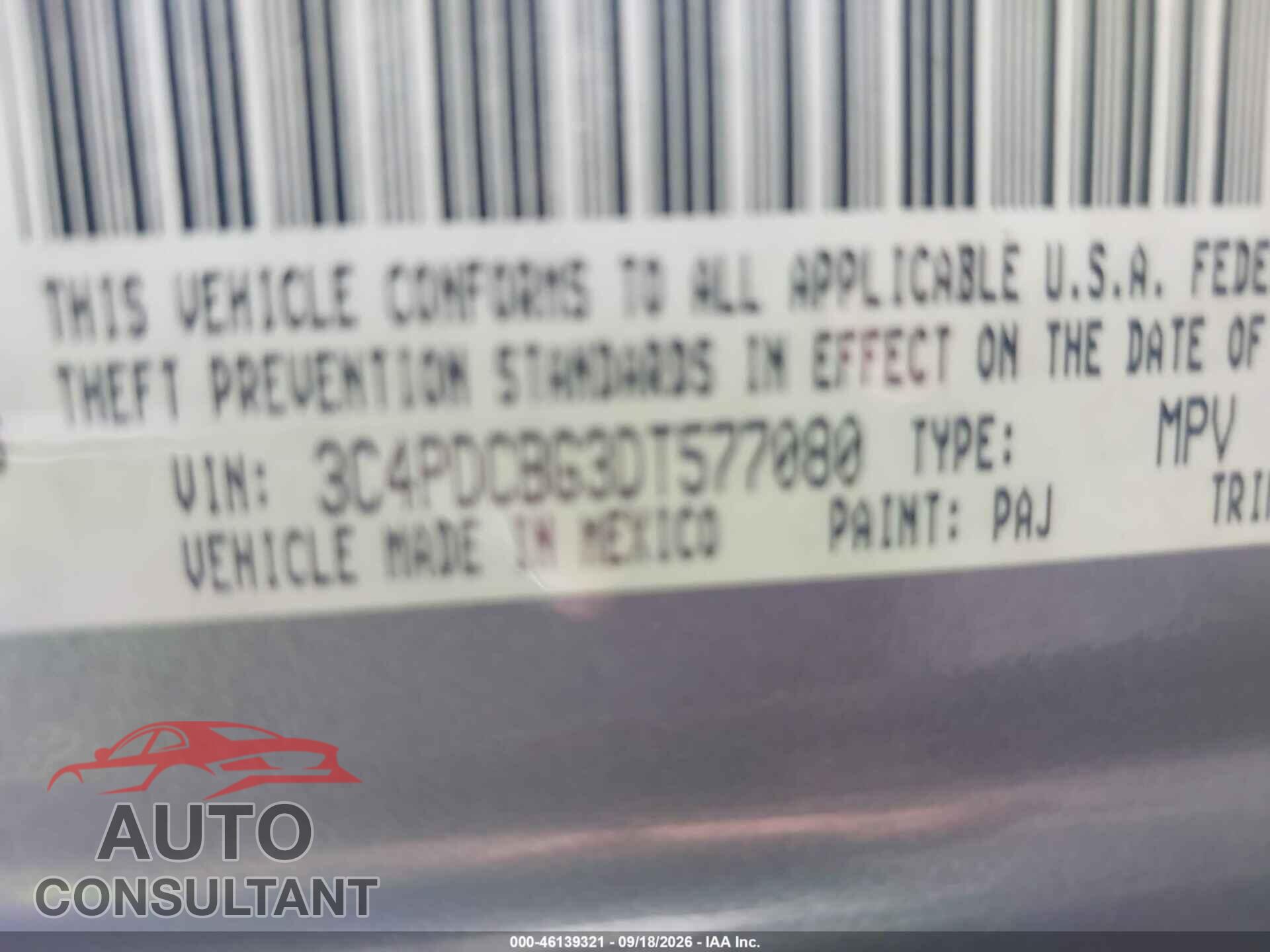 DODGE JOURNEY 2013 - 3C4PDCBG3DT577080