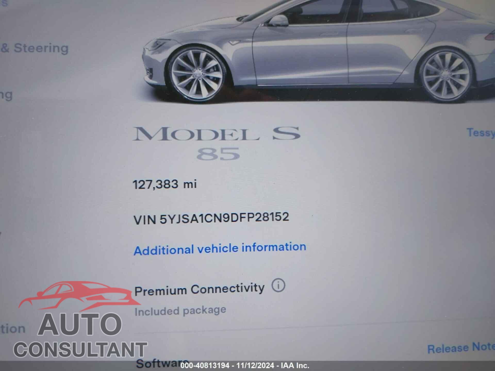 TESLA MODEL S 2013 - 5YJSA1CN9DFP28152