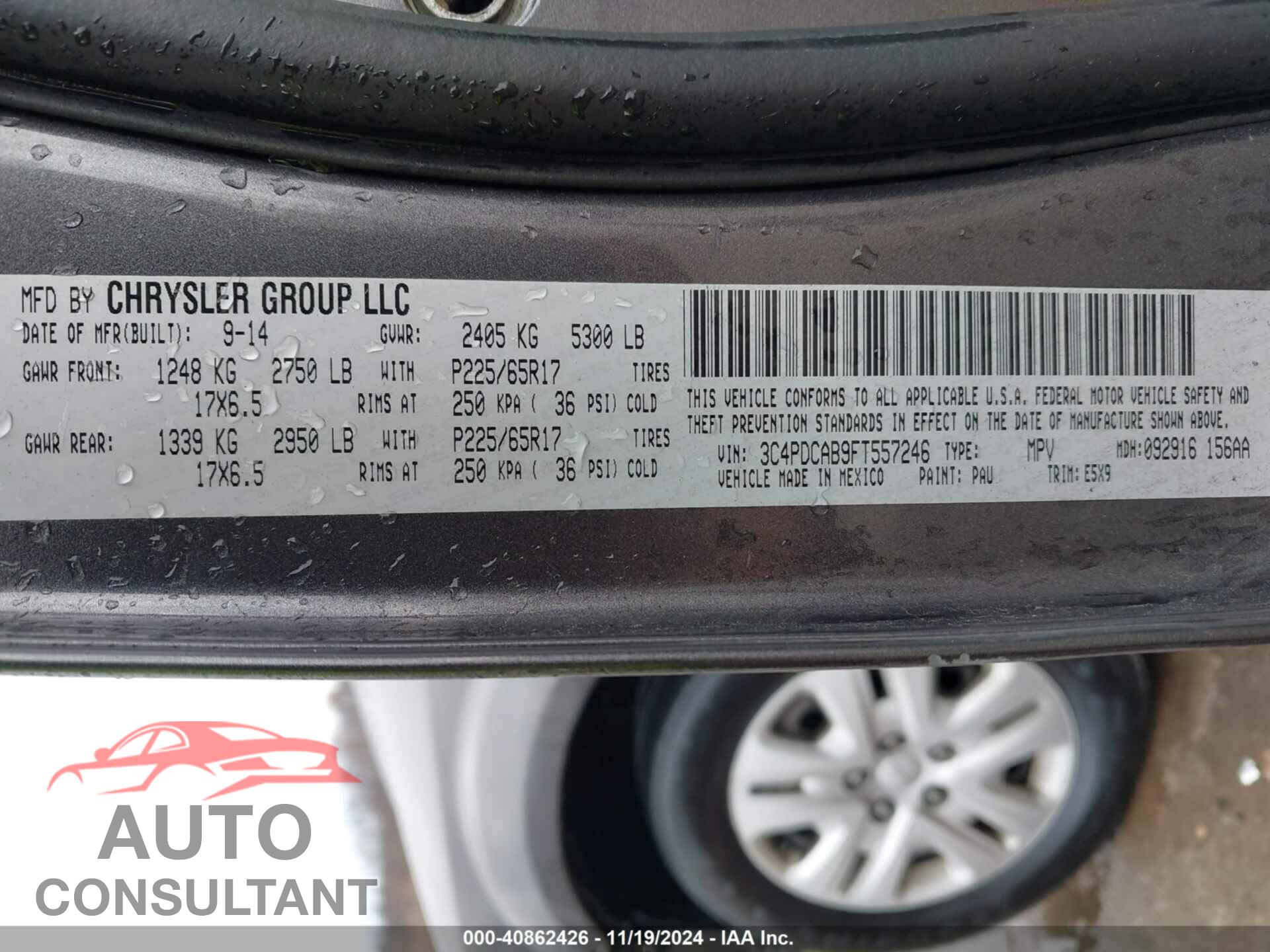 DODGE JOURNEY 2015 - 3C4PDCAB9FT557246