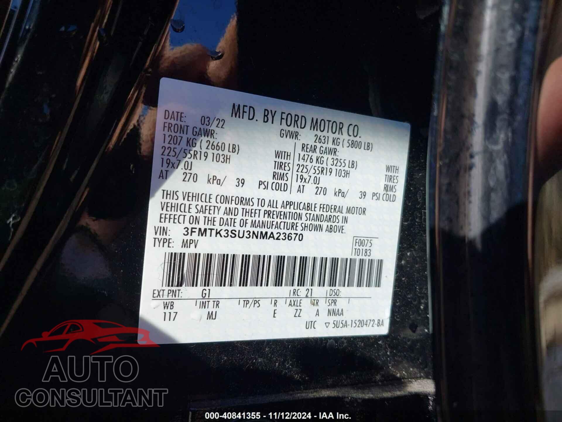 FORD MUSTANG MACH-E 2022 - 3FMTK3SU3NMA23670