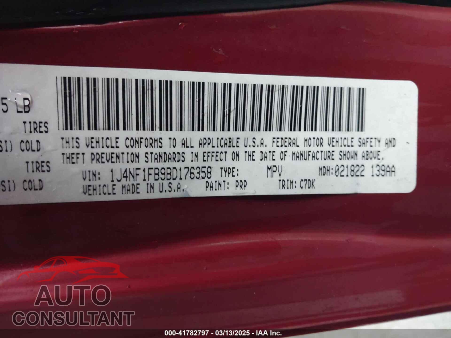 JEEP COMPASS 2011 - 1J4NF1FB9BD176358