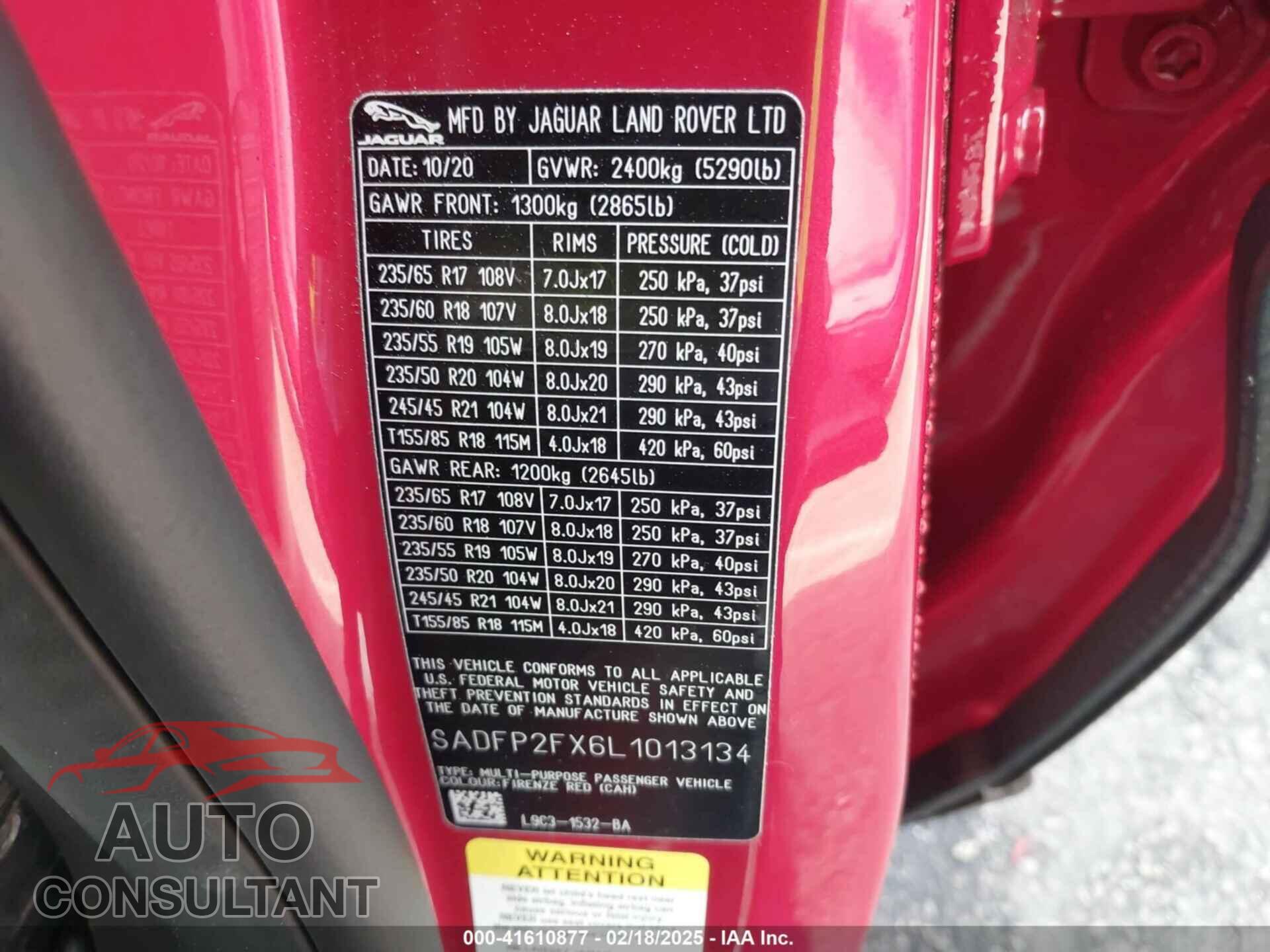 JAGUAR E-PACE 2020 - SADFP2FX6L1013134