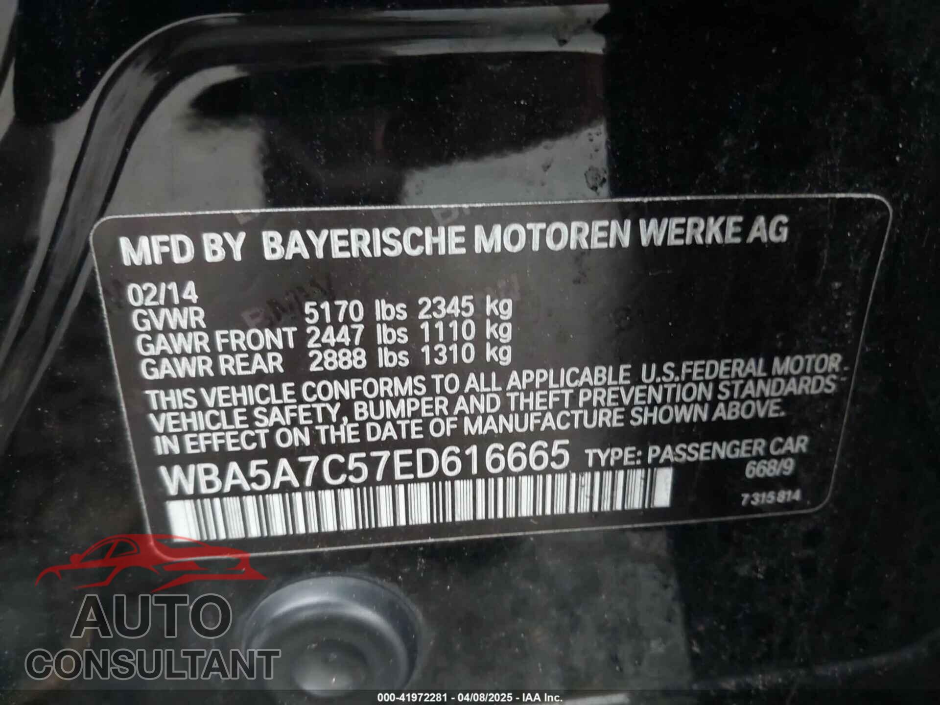 BMW 528I 2014 - WBA5A7C57ED616665