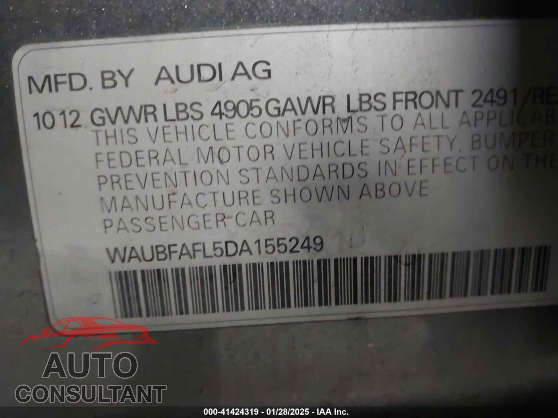 AUDI A4 2013 - WAUBFAFL5DA155249