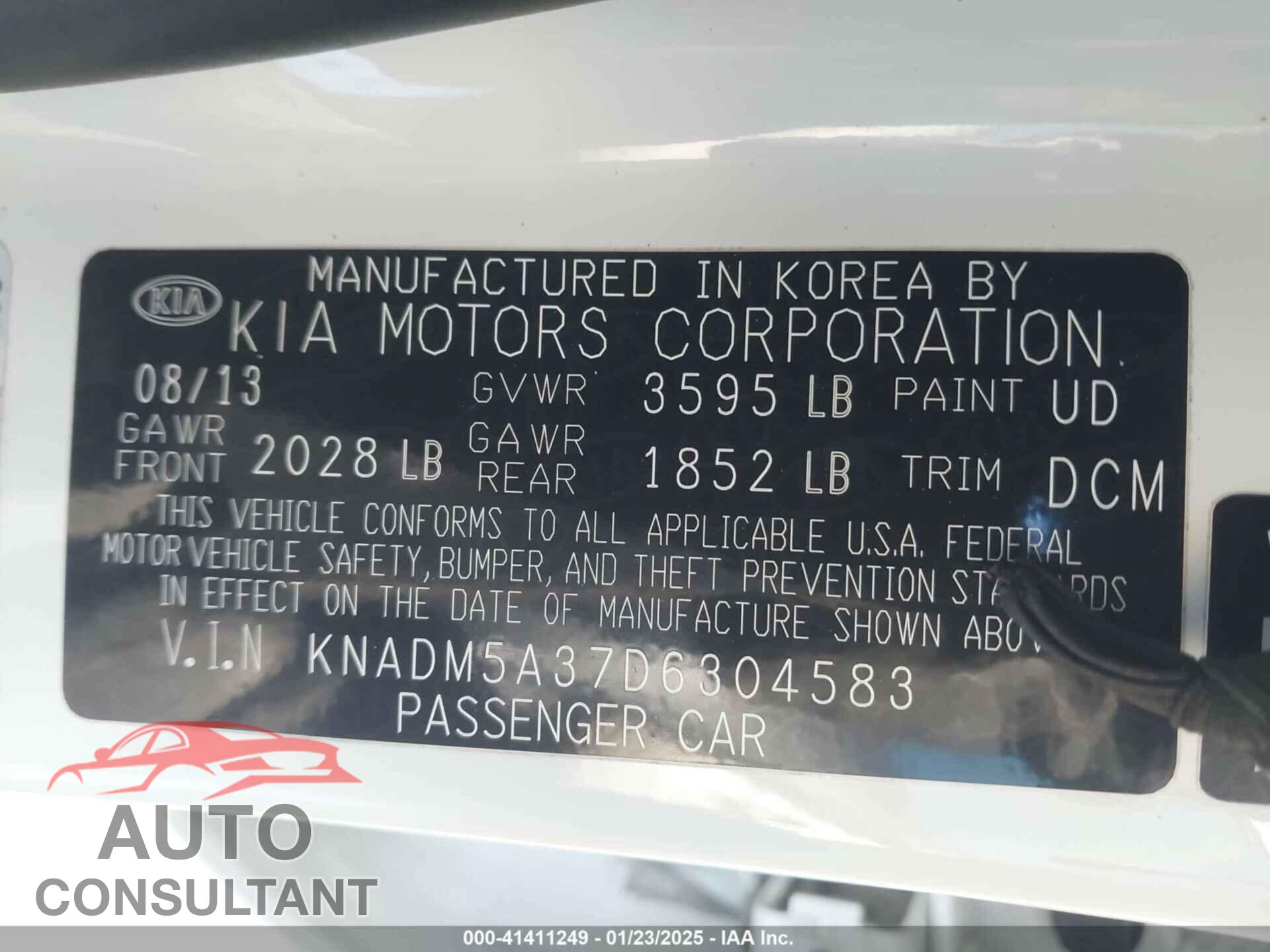 KIA RIO 2013 - KNADM5A37D6304583