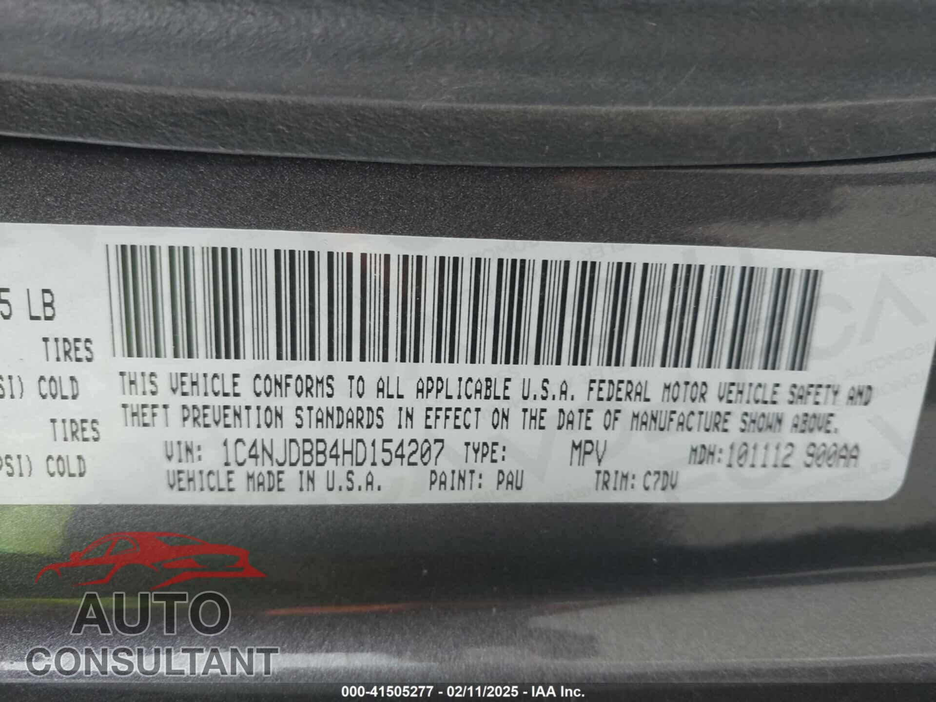 JEEP COMPASS 2017 - 1C4NJDBB4HD154207