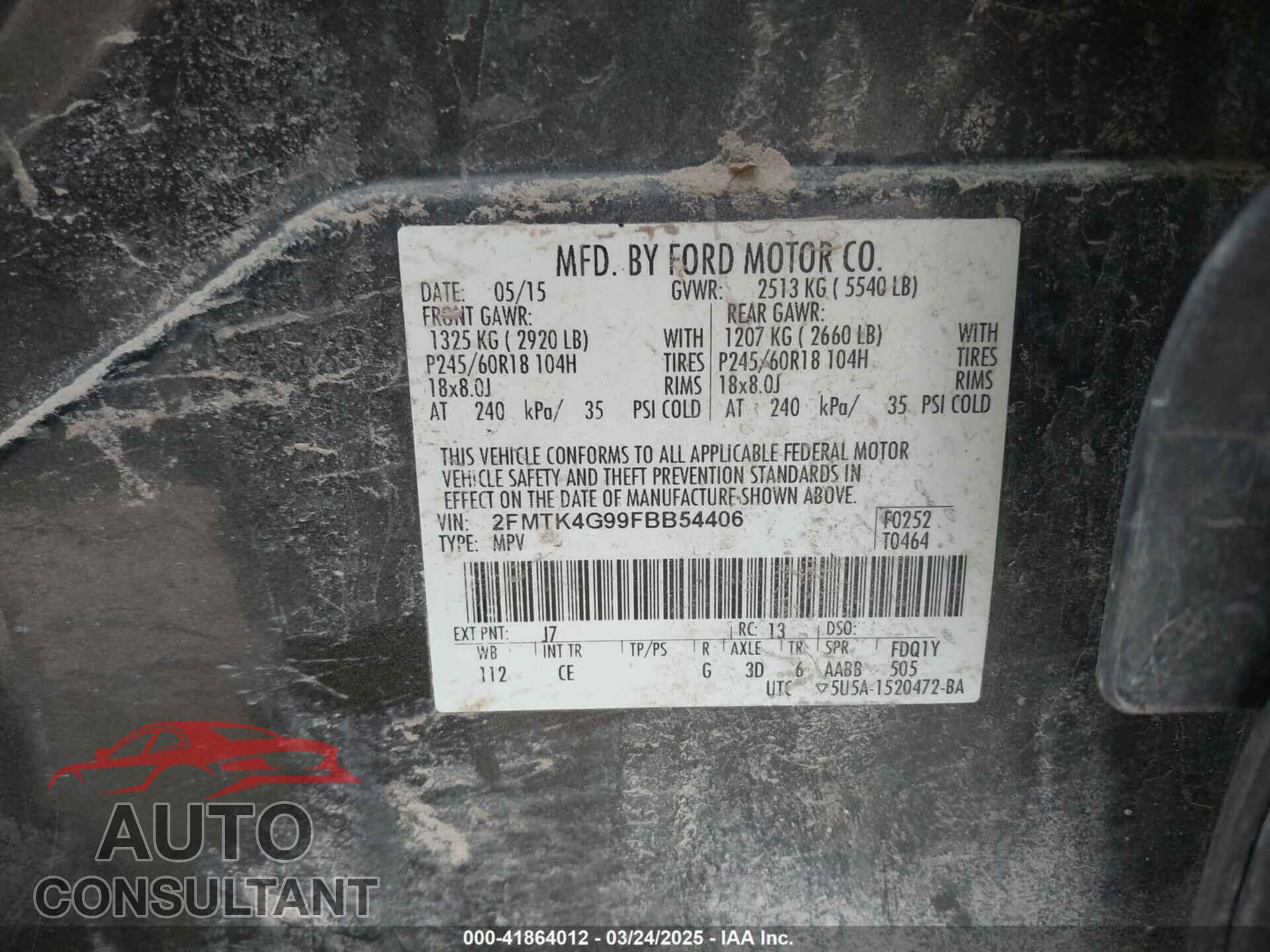 FORD EDGE 2015 - 2FMTK4G99FBB54406