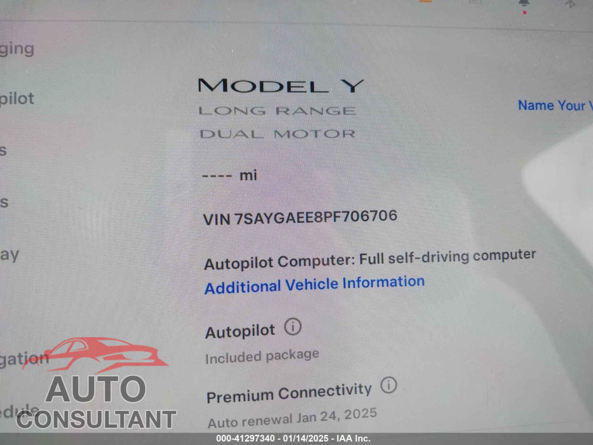 TESLA MODEL Y 2023 - 7SAYGAEE8PF706706
