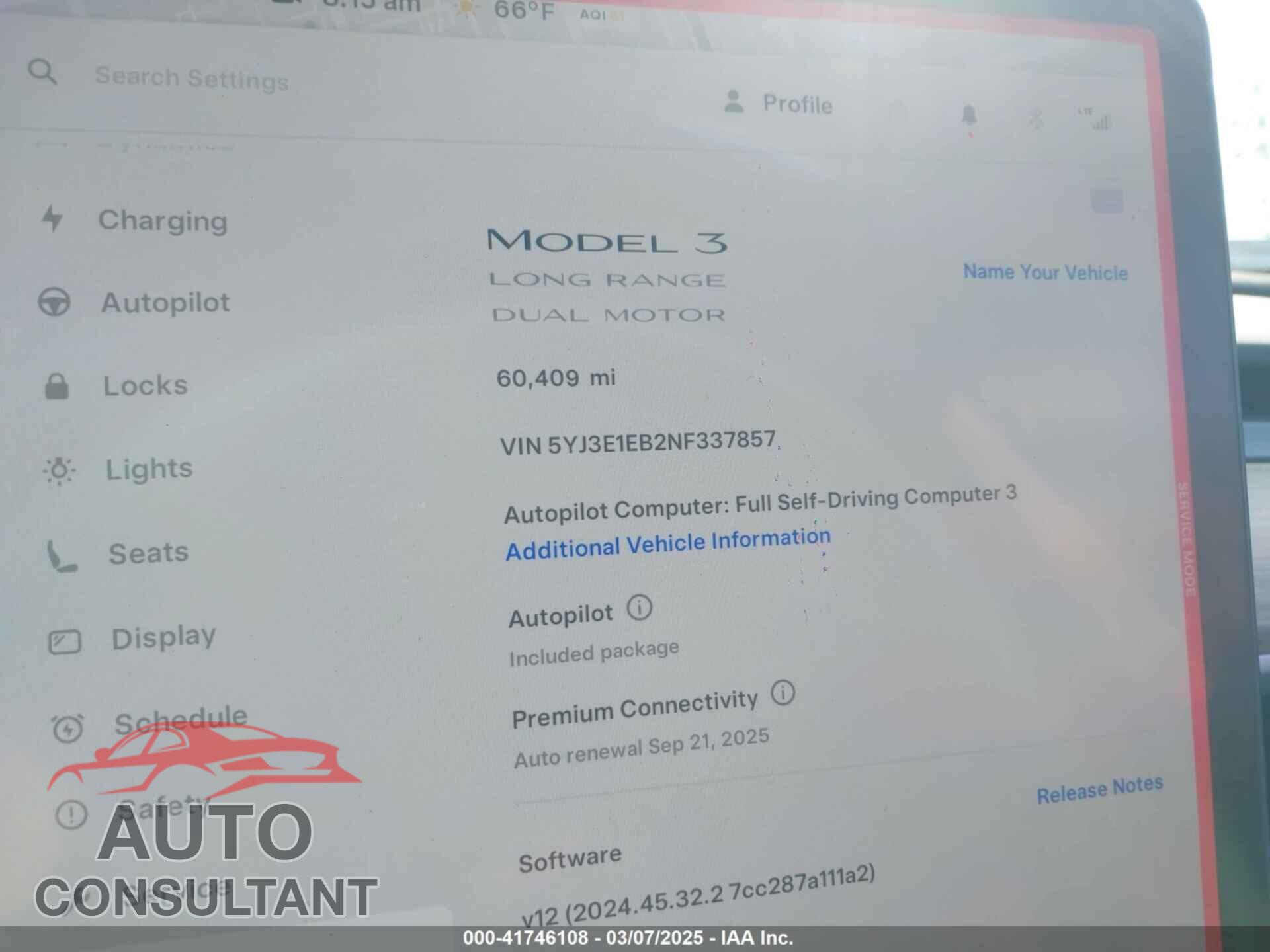 TESLA MODEL 3 2022 - 5YJ3E1EB2NF337857