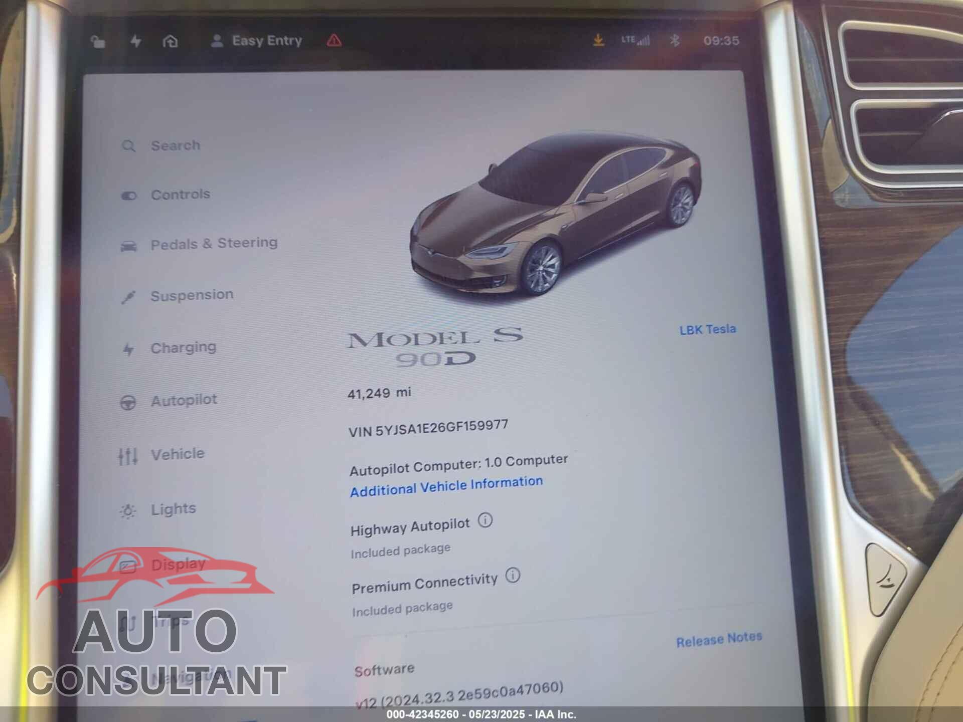 TESLA MODEL S 2016 - 5YJSA1E26GF159977