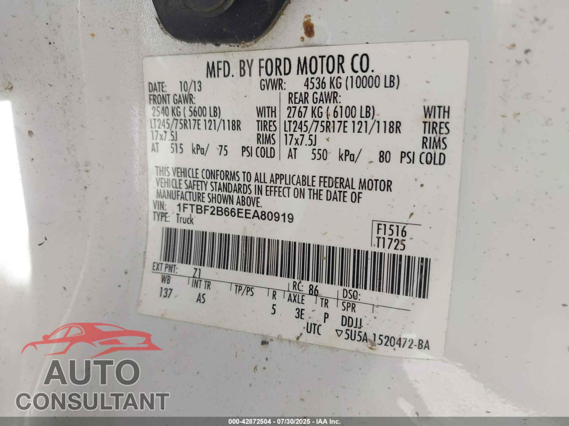 FORD F-250 2014 - 1FTBF2B66EEA80919