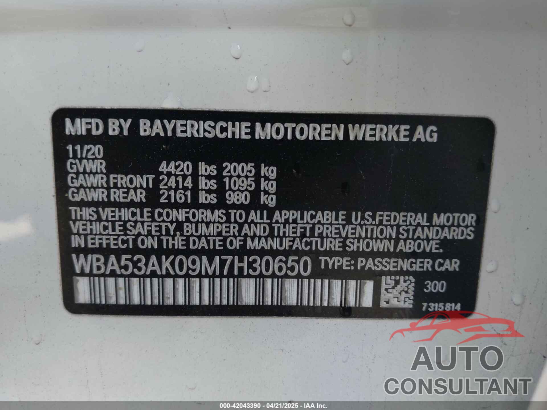 BMW 228I GRAN COUPE 2021 - WBA53AK09M7H30650