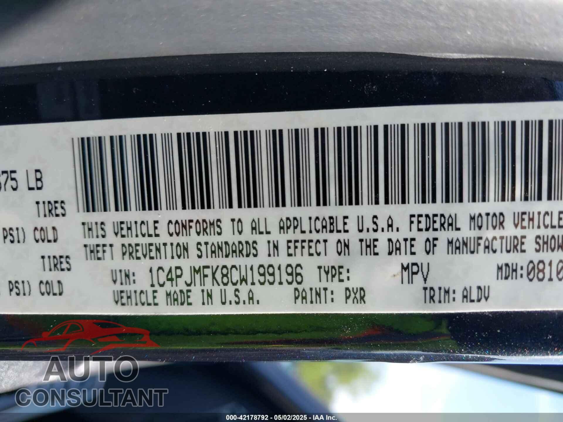 JEEP LIBERTY 2012 - 1C4PJMFK8CW199196
