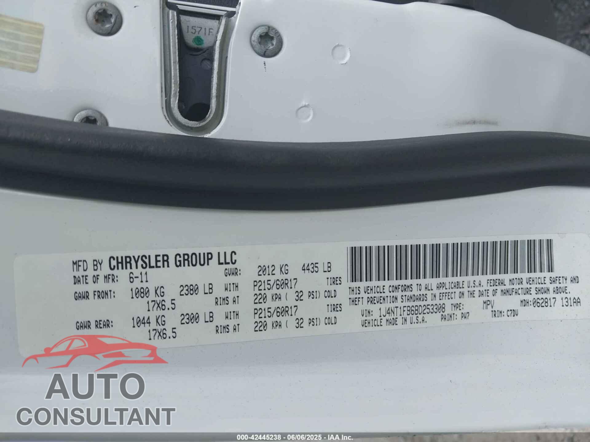 JEEP COMPASS 2011 - 1J4NT1FB6BD253308