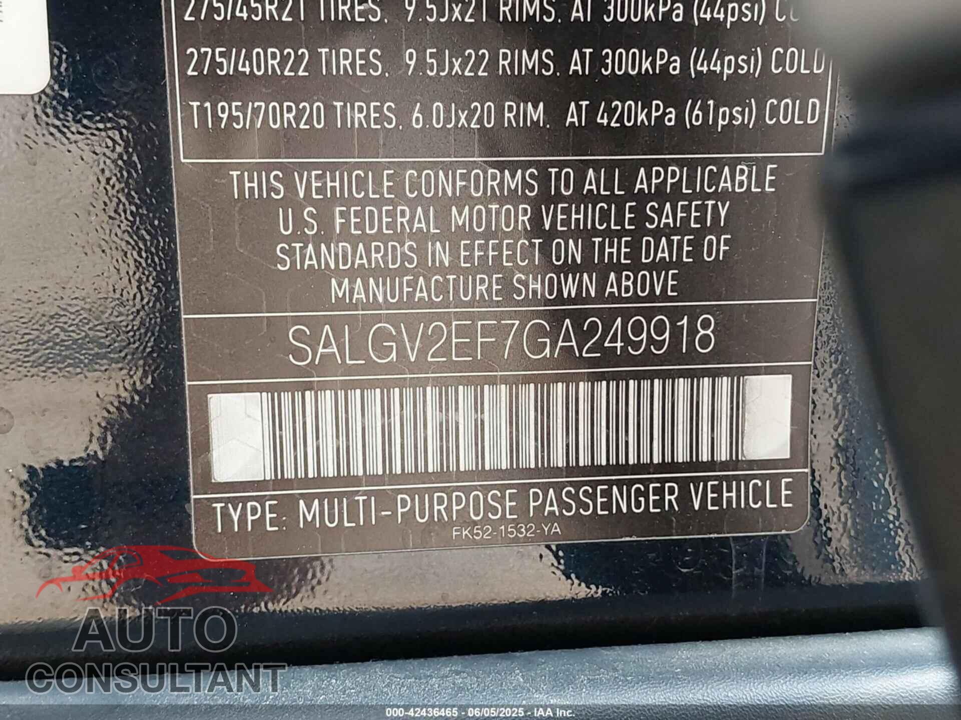 LAND ROVER RANGE ROVER 2016 - SALGV2EF7GA249918